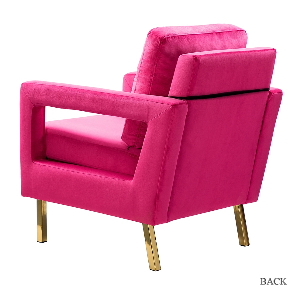 Fuchsia Velvet Accent Chair with Gold Metal Legs