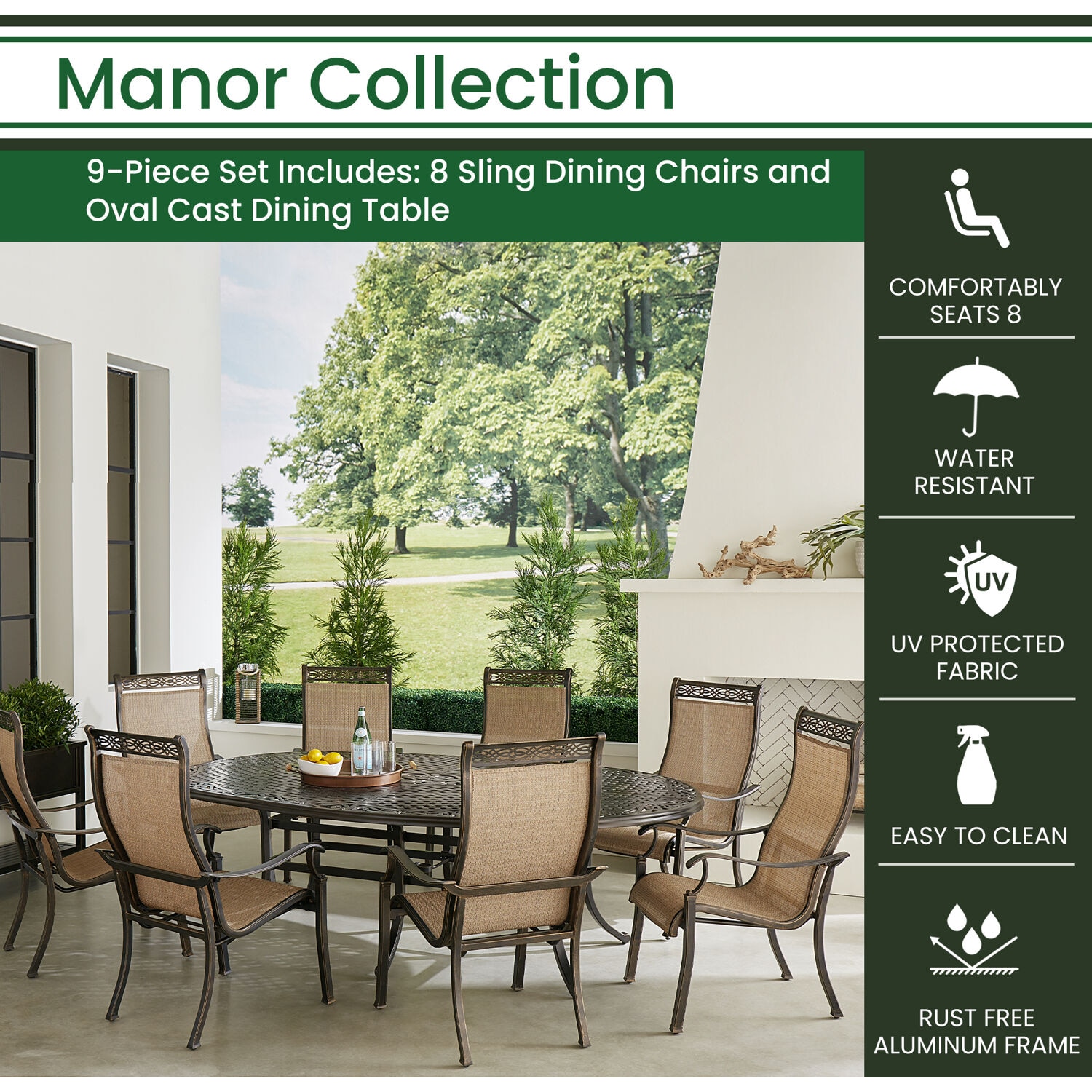 Mikequan 8 - Person Oval Outdoor Dining Set with Cushions