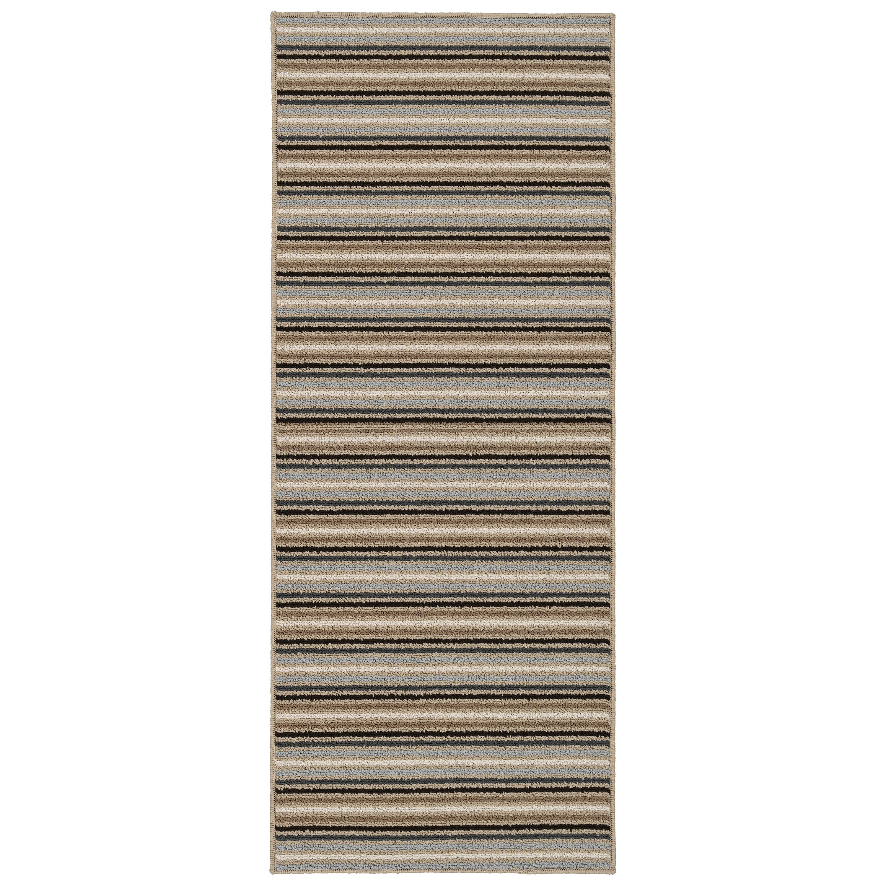 Earth Tone Striped 2' x 5' Synthetic Tufted Runner Rug