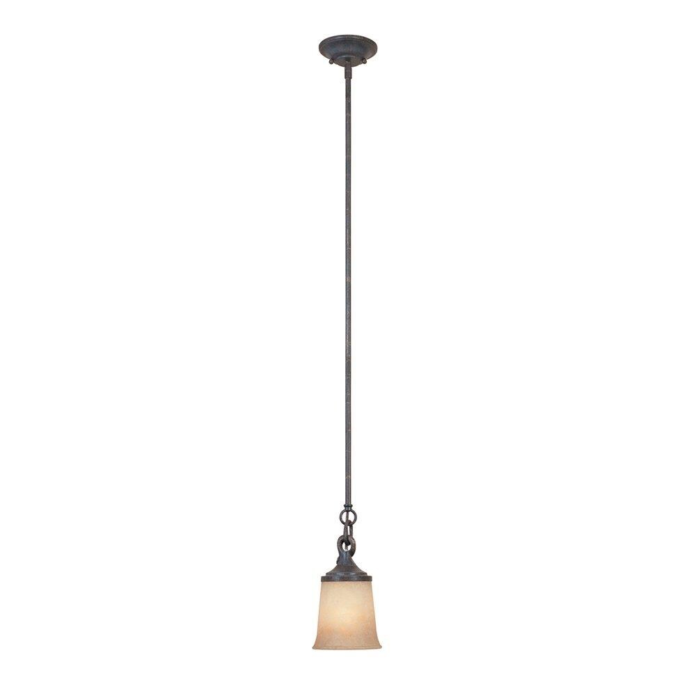 Designers Fountain 97330-WSD Austin Weathered Saddle Transitional Tinted Glass Bell Mini Hanging Pendant Light