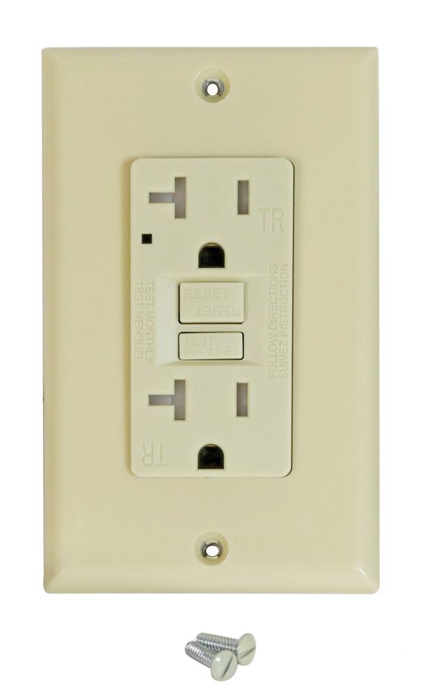  348036 20 -Amp 125-volt Tamper Resistant GFCI Residential Decorator Outlet with Wall Plate, Ivory