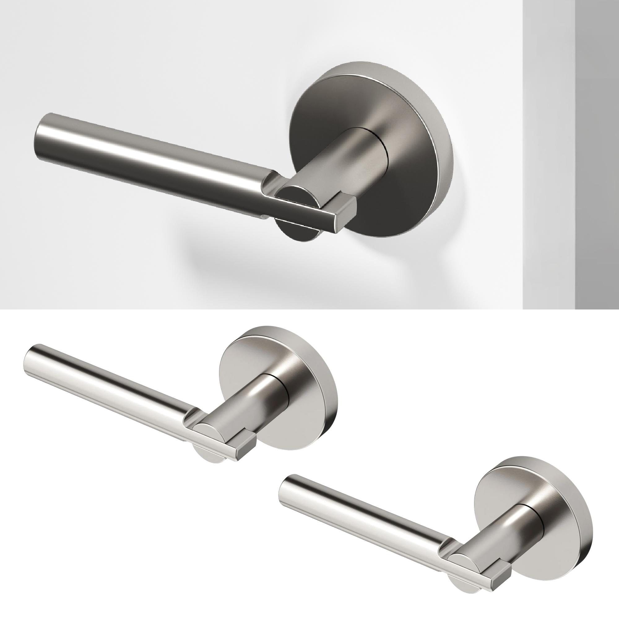 OKUN Terra Brushed Nickel Interior or Hall/Closet Dummy Door Handle 2 -Pack