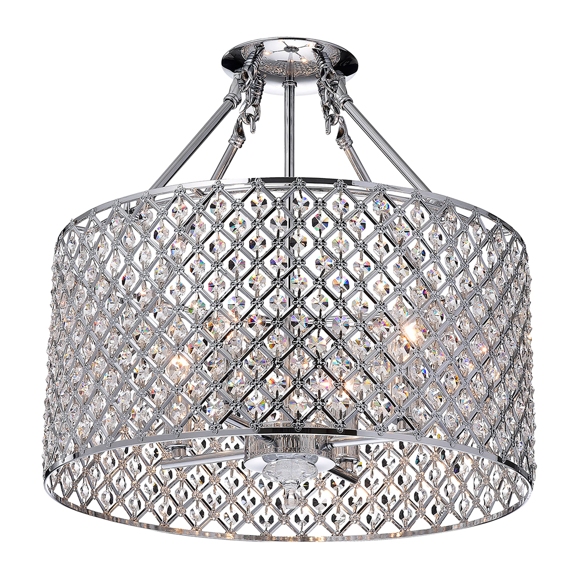 Edvivi ESG802CH 4 -Light 17-in Burnished Chrome Semi Flush Mount Light