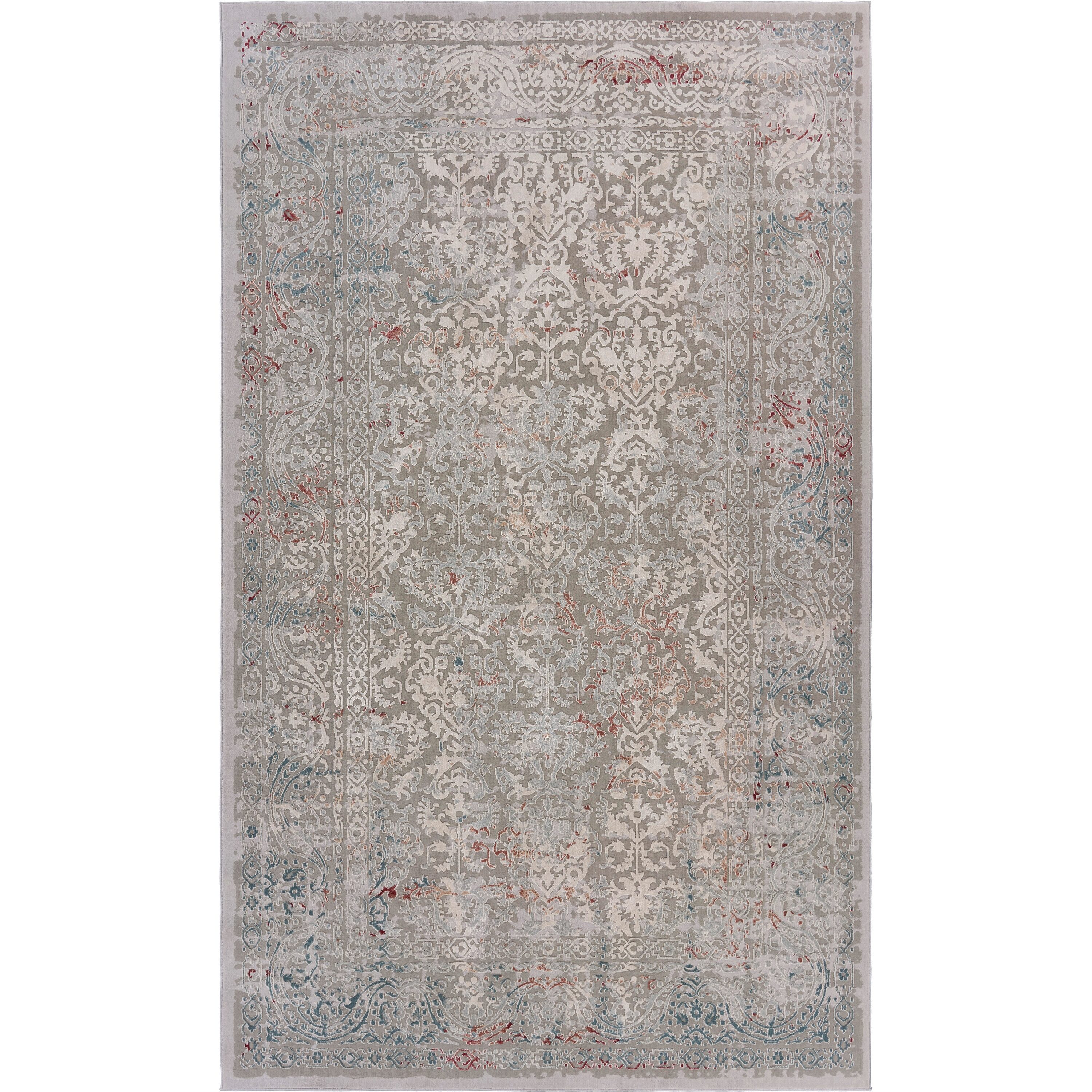 Gray and Ivory Hand-Knotted Oriental Synthetic Area Rug