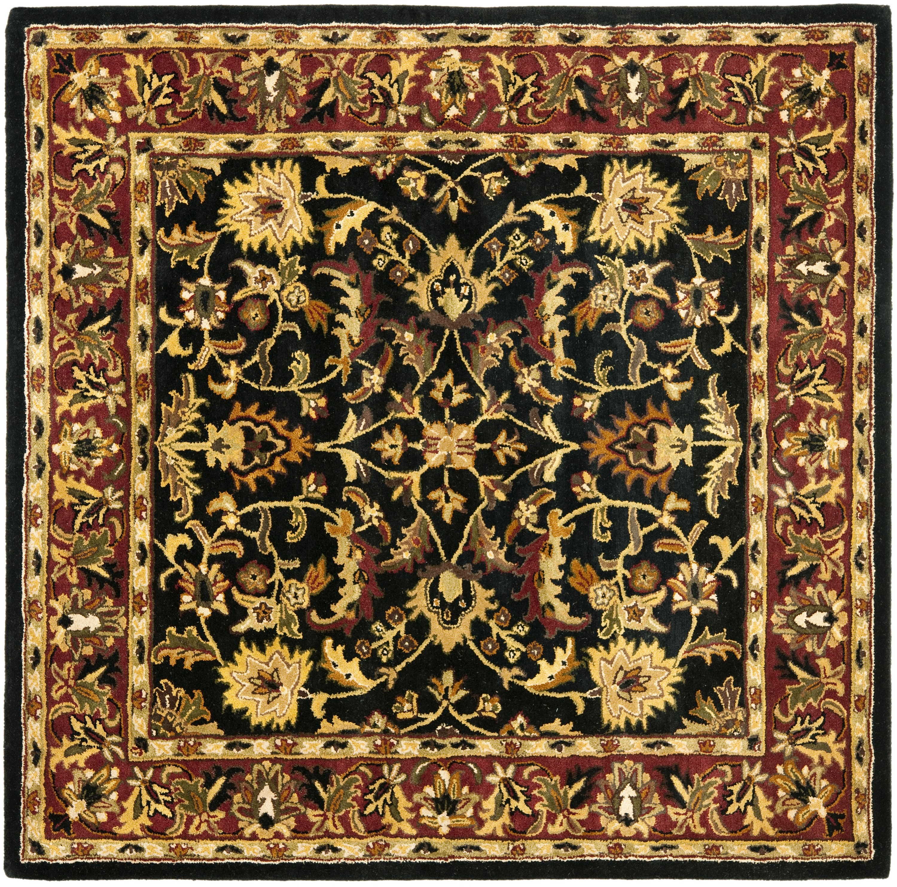 Heritage Black and Red Hand-Tufted Wool Square Rug