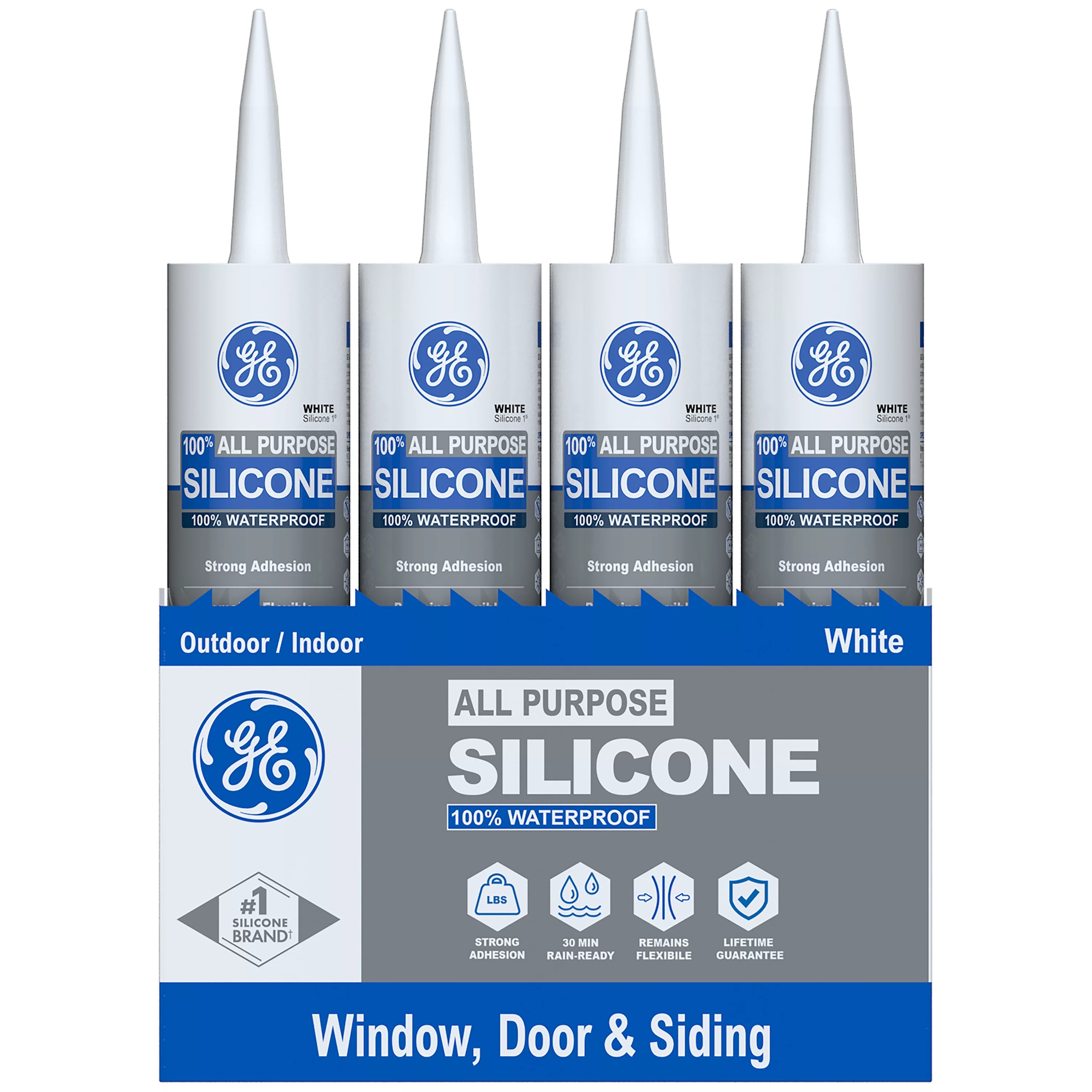 GE 2749483.CASE All Purpose 12 -Pack 10-oz Window and Door White Advanced Sealant Caulk