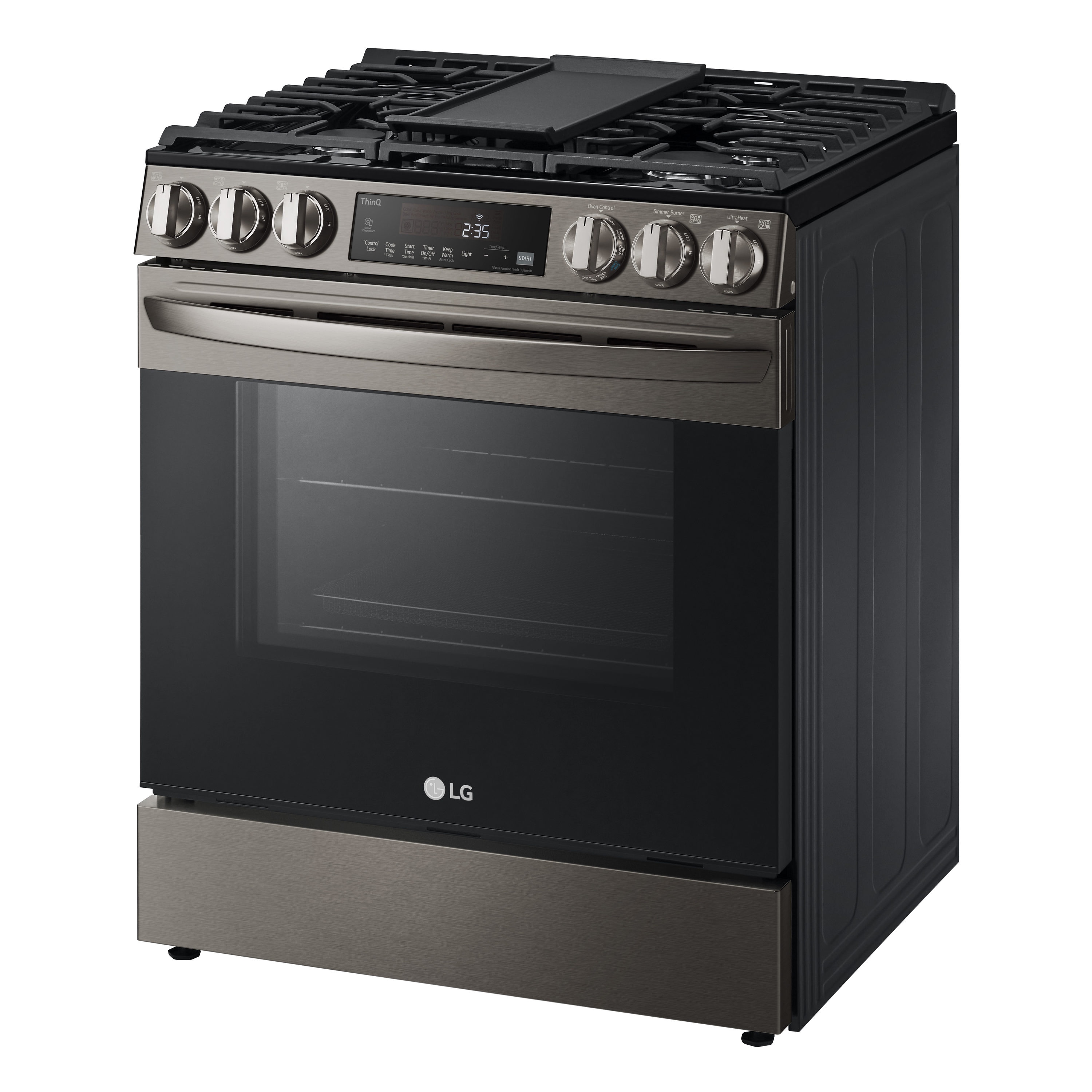 LG 30 in. 5.8 cu. ft. Smart Air Fry Convection Oven Slide-In Gas Range with  5 Sealed Burners & Griddle - PrintProof Stainless Steel