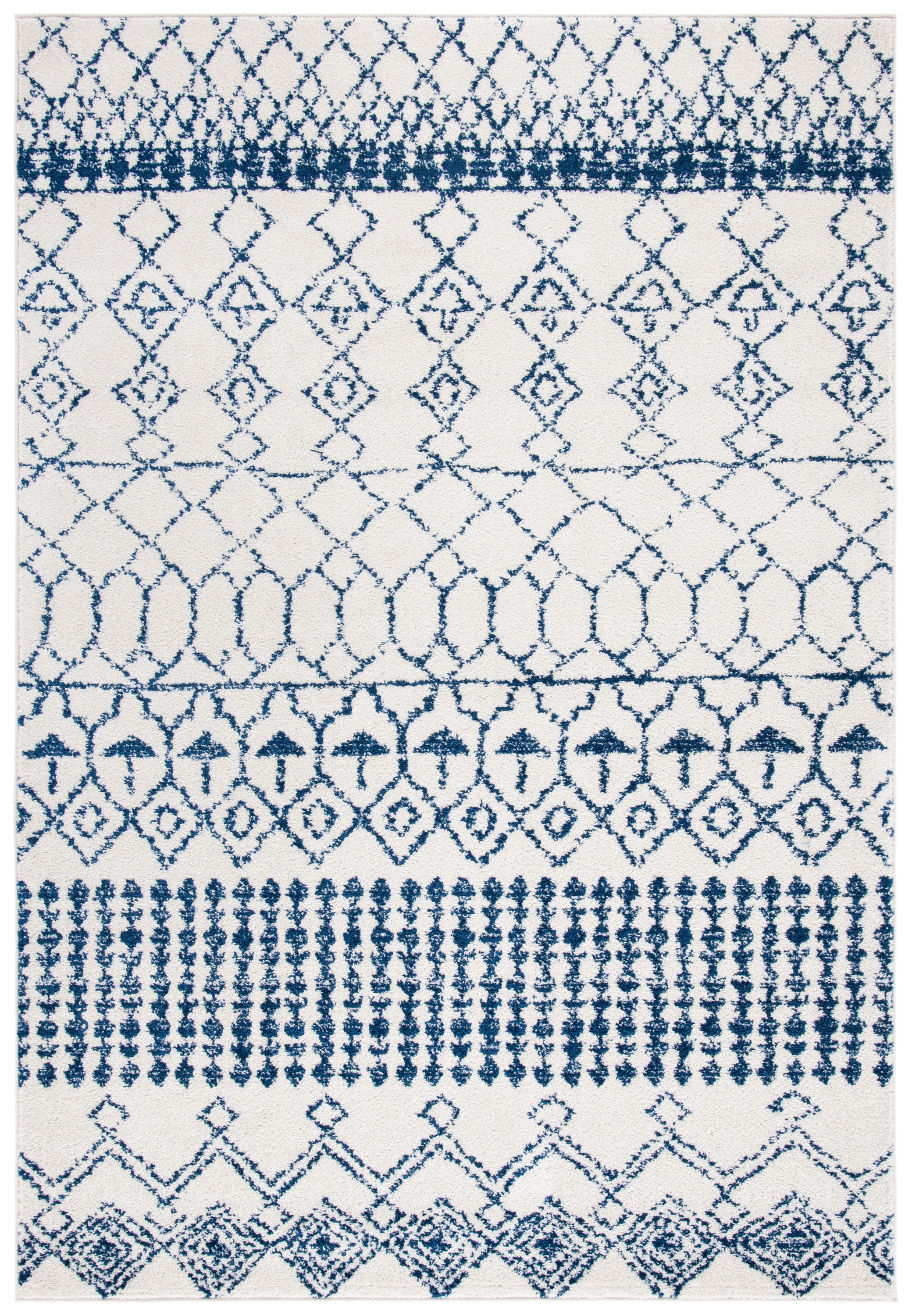 Safavieh TUL229E-5 Tulum Artesia 5 x 8 (ft) Loomed Polypropylene Ivory/Navy Rectangular Indoor Geometric Bohemian/Eclectic Area rug
