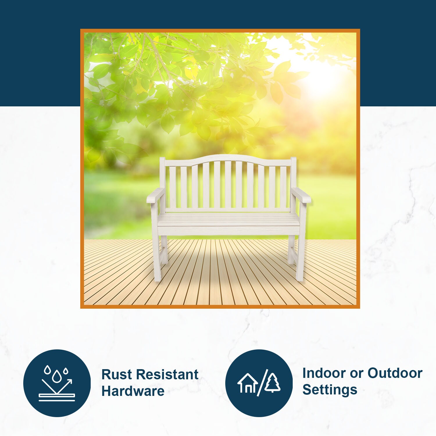 Eggshell White Cedar Wood Outdoor Garden Bench