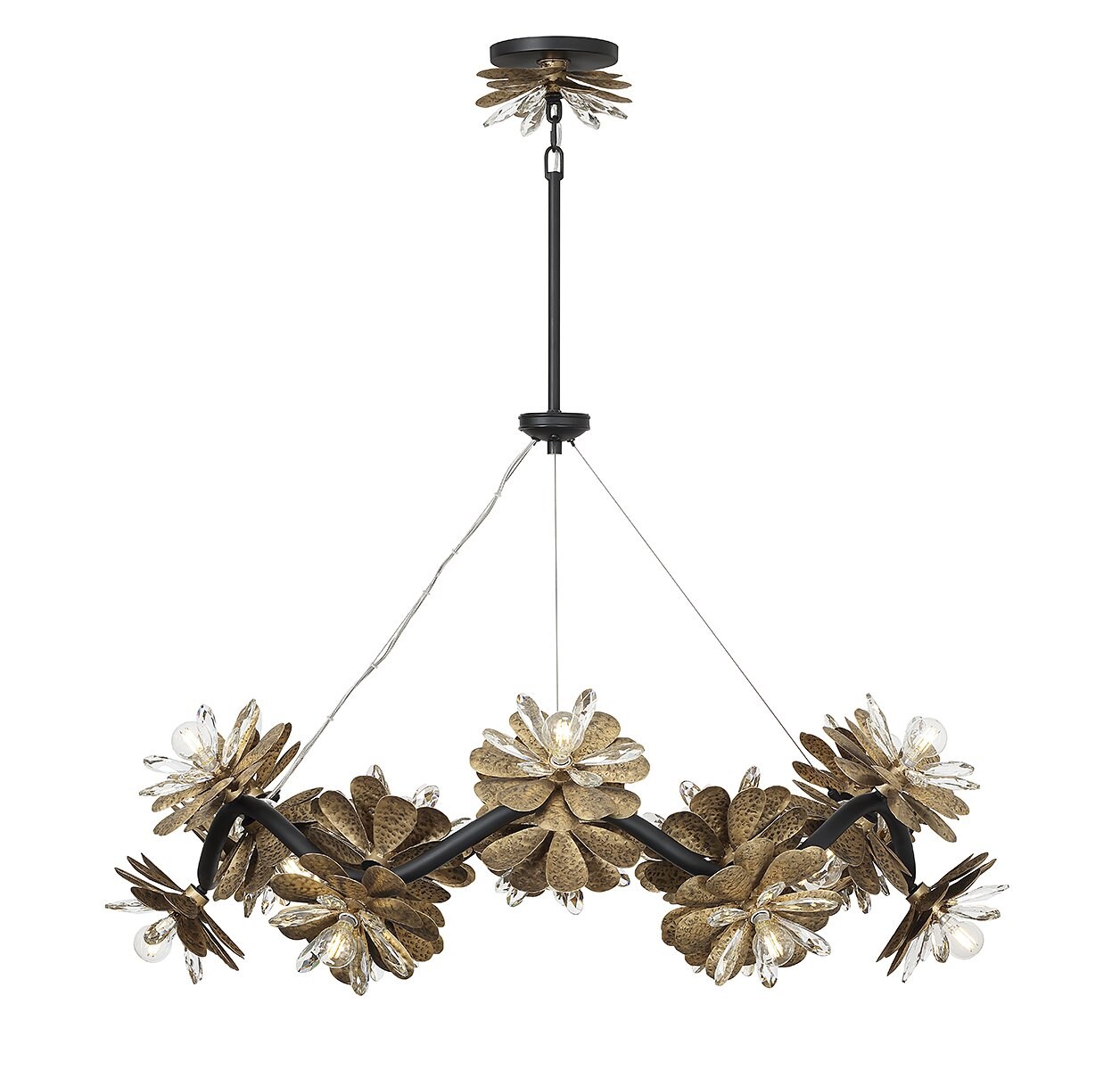 Giselle 24-Light Black and Gold Crystal Chandelier
