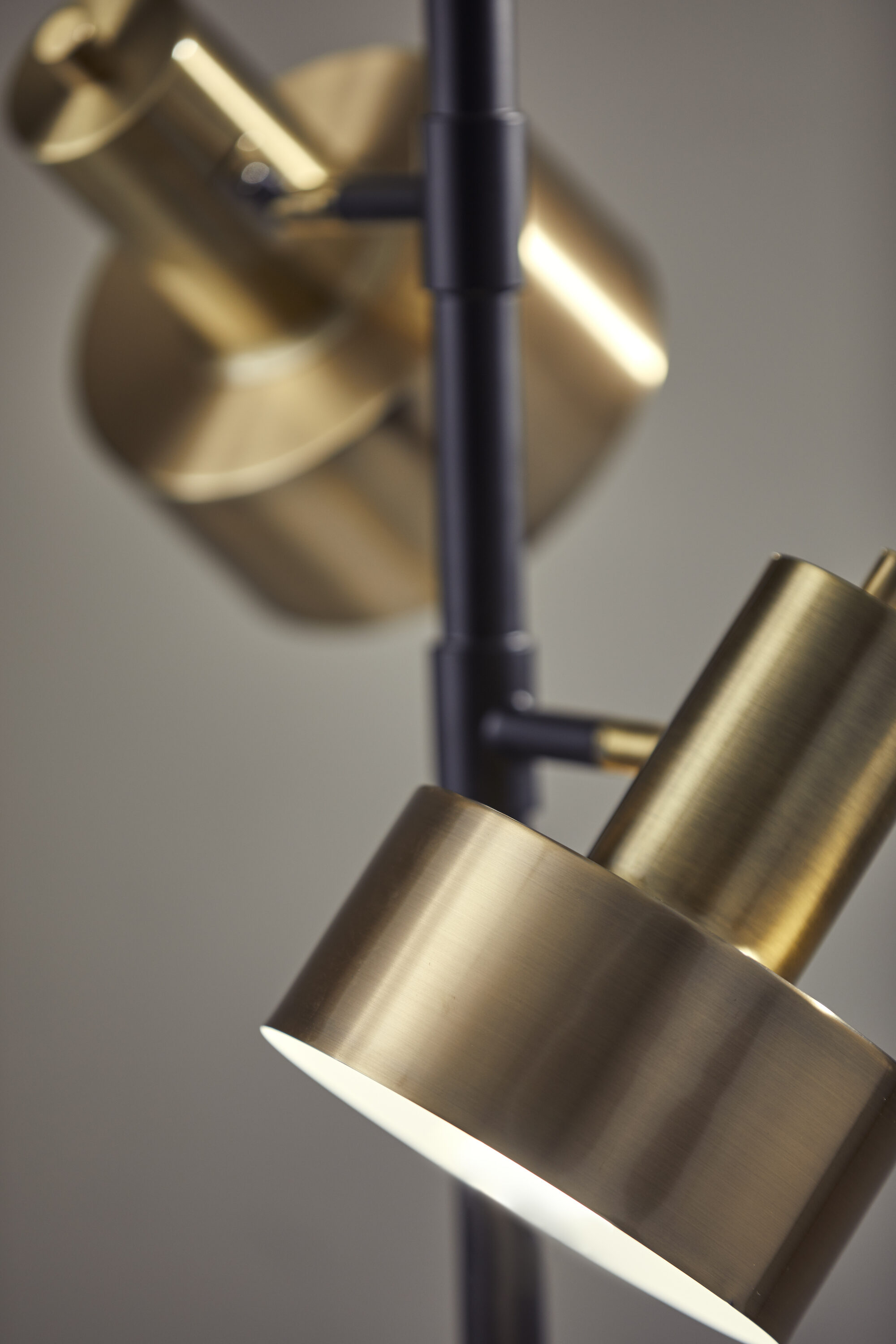 Arcadian Adjustable Triple-Arc Matte Black & Brass Floor Lamp
