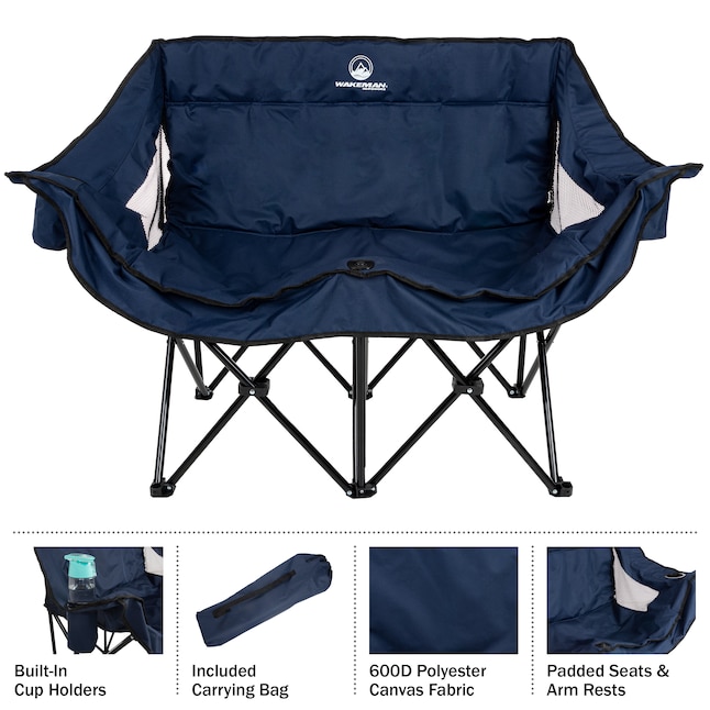 Wakeman Outdoor Camping Chair Loveseat, Blue