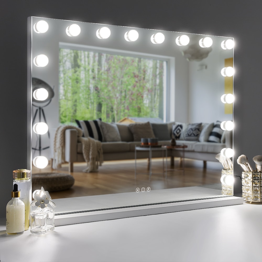 LOVMOR SF-H-W3660P373021 Vanity Mirror with Lights USB Charging Lighted Makeup Mirror with 18 LED Dimmable Bulbs 3 Color Lights Bedroom Cosmetic Mirror