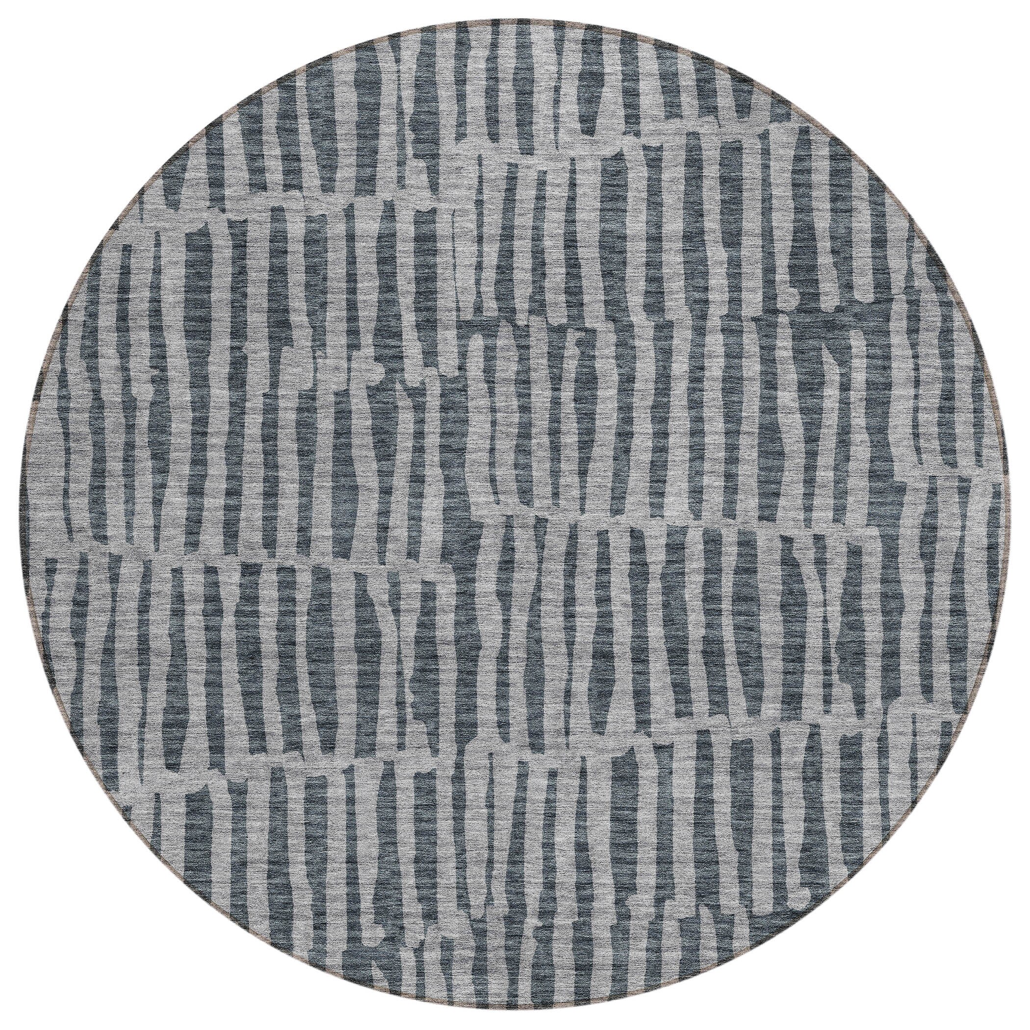 Addison Rugs ACN674CC8RO Chantille ACN674CC 8 x 8 (ft) Polyester Charcoal Round Indoor/Outdoor Geometric Machine washable Area rug