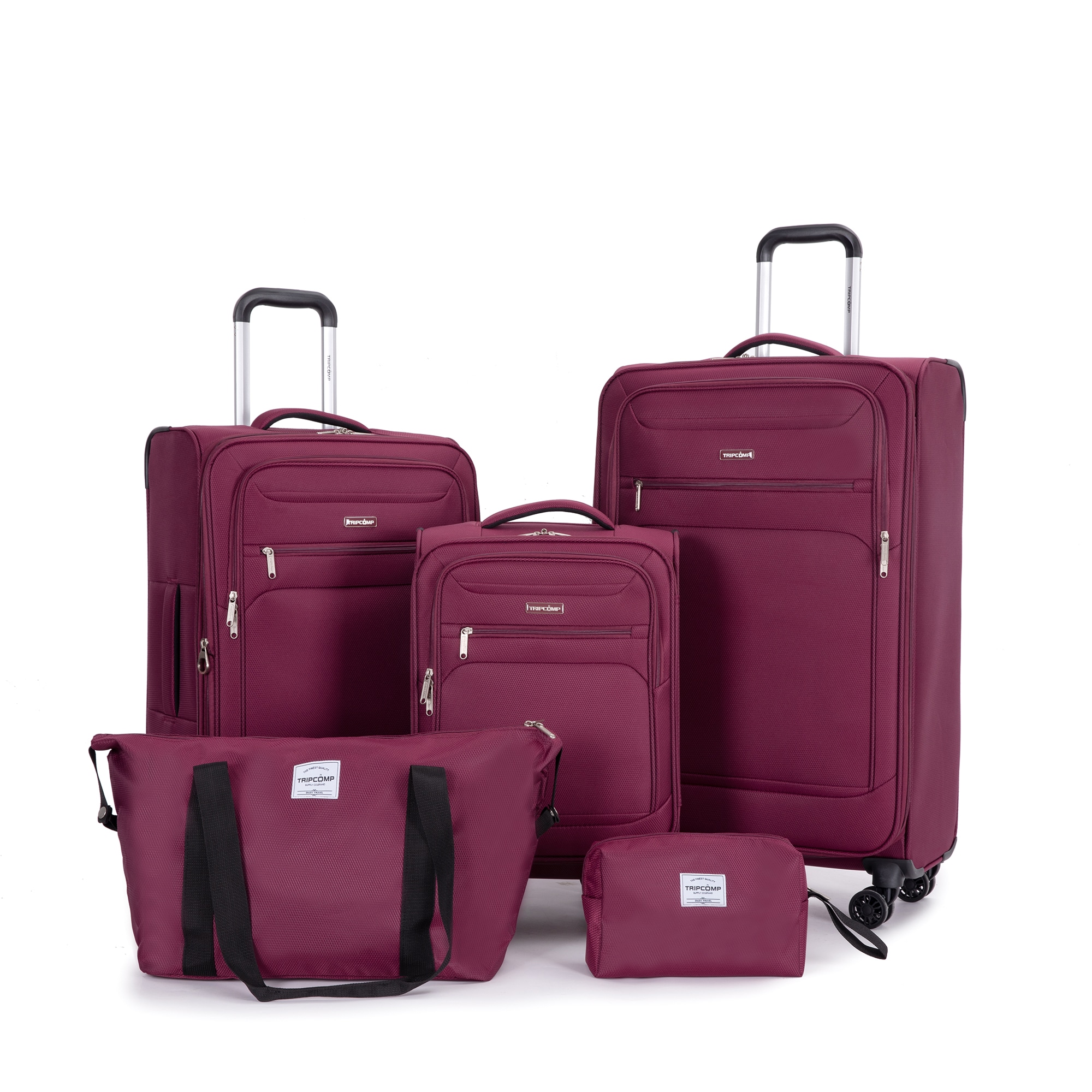SINOFURN SYD9400015BY 18.1x11.2x29.5 Wine Red Polyester Softshell Suitcase set 5 -Bag
