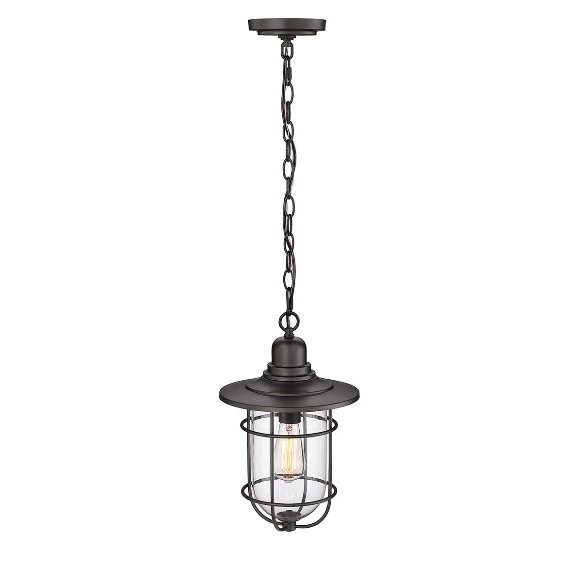 Powder Coat Black Glass Outdoor Hanging Lantern