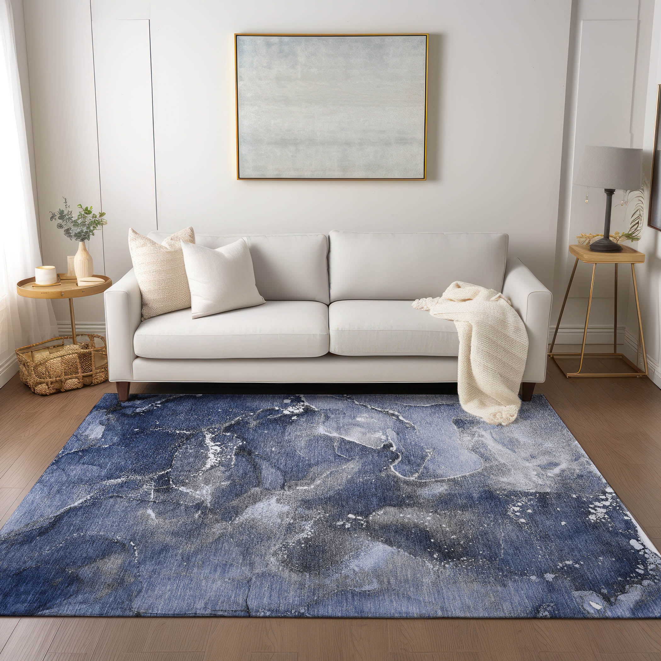 Addison Rugs ACN518NA9X12 Chantille ACN518NA 9 x 12 (ft) Polyester Navy Rectangular Indoor/Outdoor Abstract Machine washable Area rug