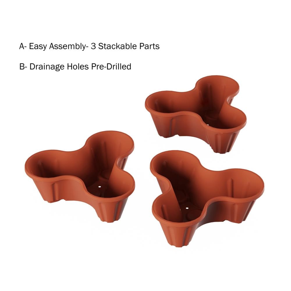 Terracotta 3-Tier Stacking Planters for Indoor/Outdoor Use