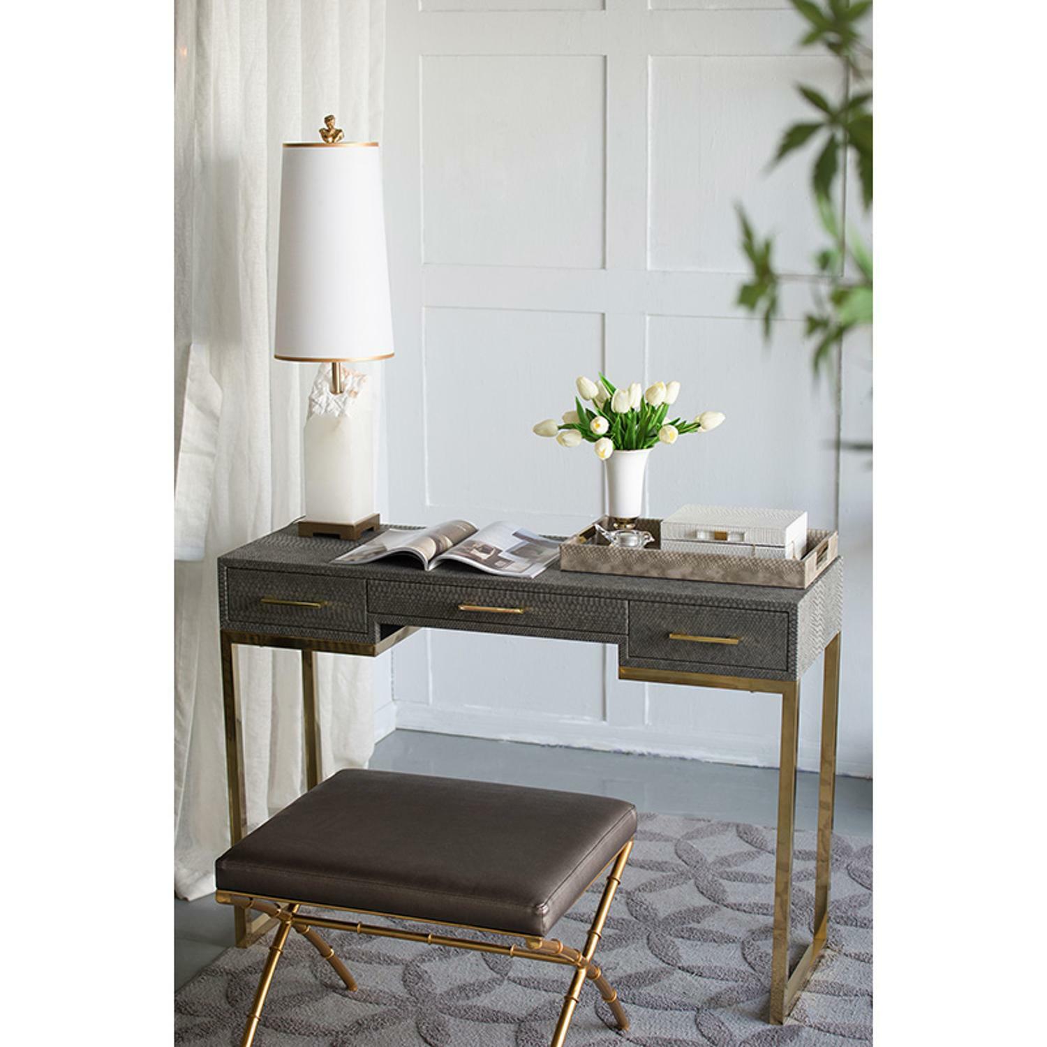 A&B Home Traditional Gold Console Table With Wood Frame And Three ...