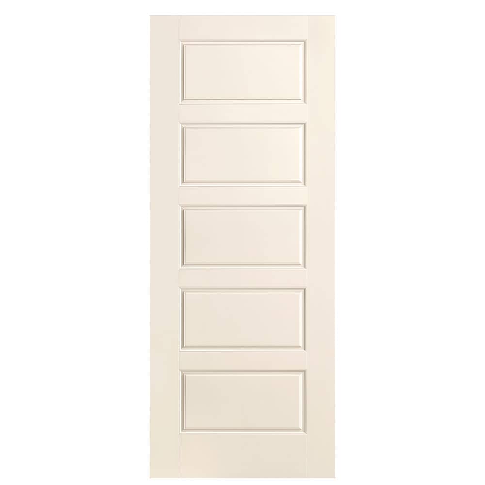 Masonite 1444551 Riverside 32-in x 80-in Moonglow 5-panel equal Smooth Solid core Prefinished Molded composite Slab Door