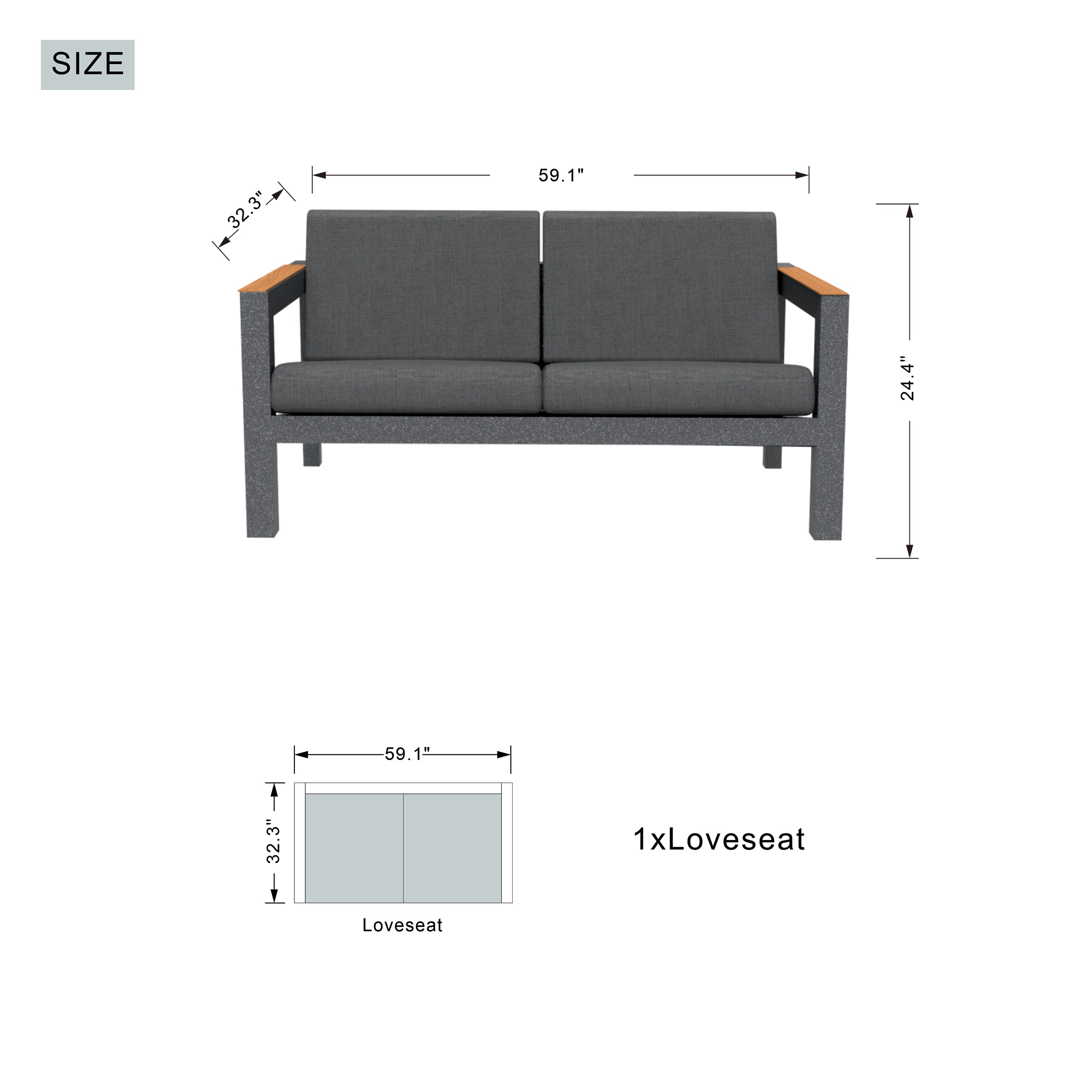Moda Furnishings MOS-2326A-GR Patio-Conversation-Sets - View #4