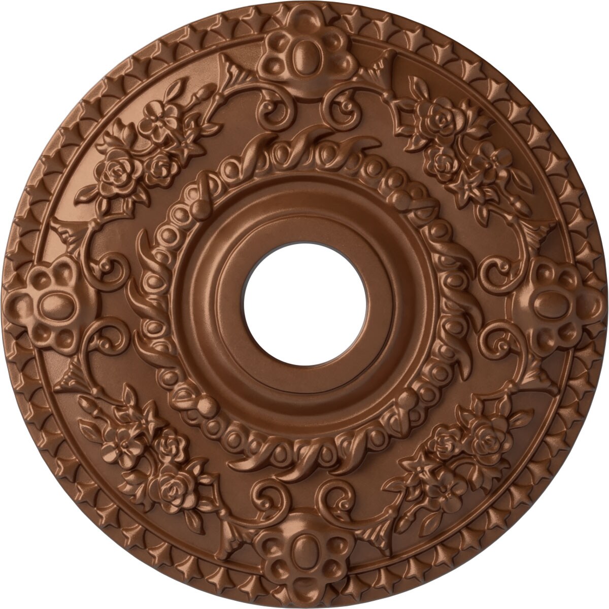 Ekena Millwork CM18ROPOS Rose 18-in W x 18-in L Painted Polished Copper Polyurethane Whole Ceiling Medallion