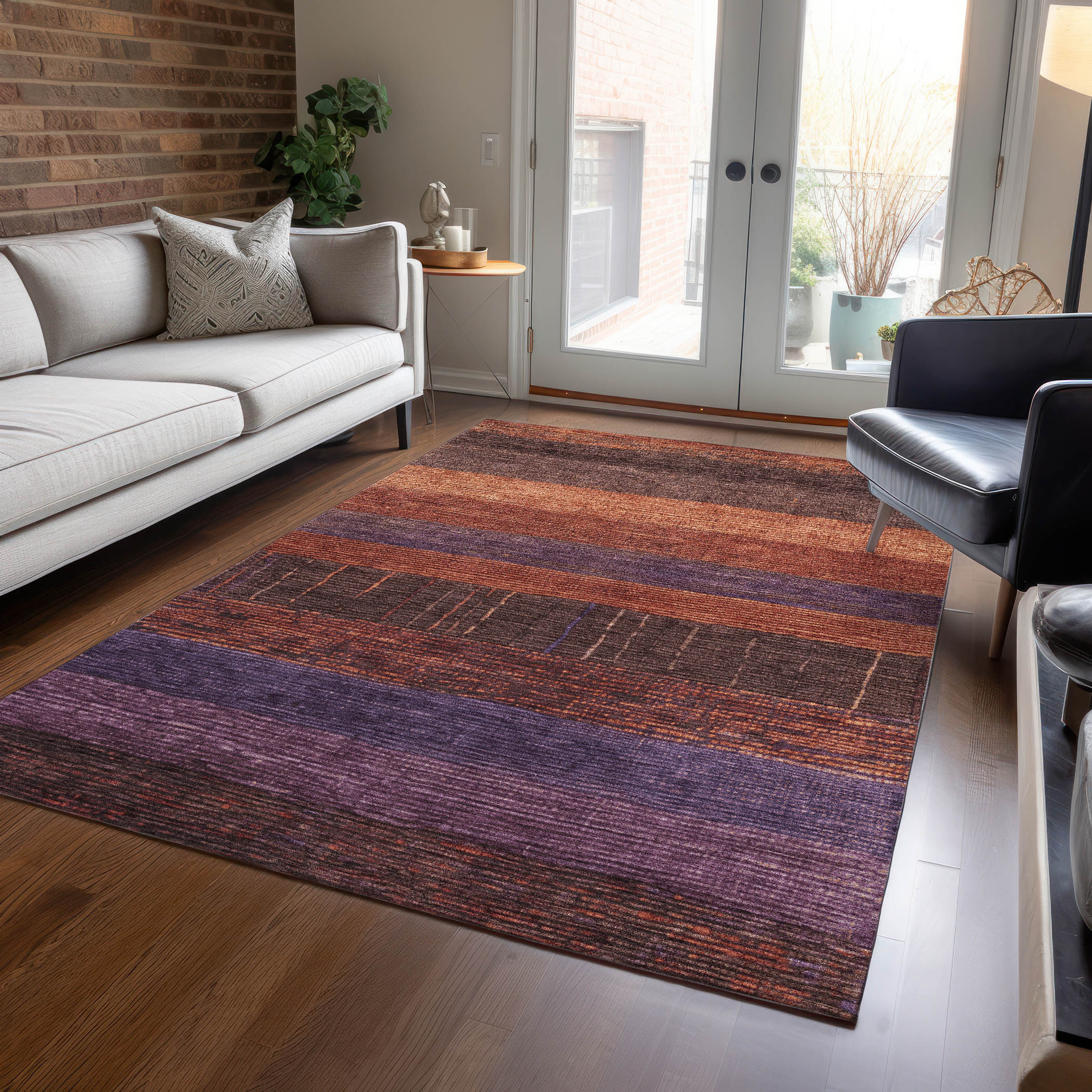 Addison Rugs ACN1570PK10X14 Chantille ACN1570PK 10 x 14 (ft) Polyester Paprika Rectangular Indoor/Outdoor Geometric Machine washable Area rug