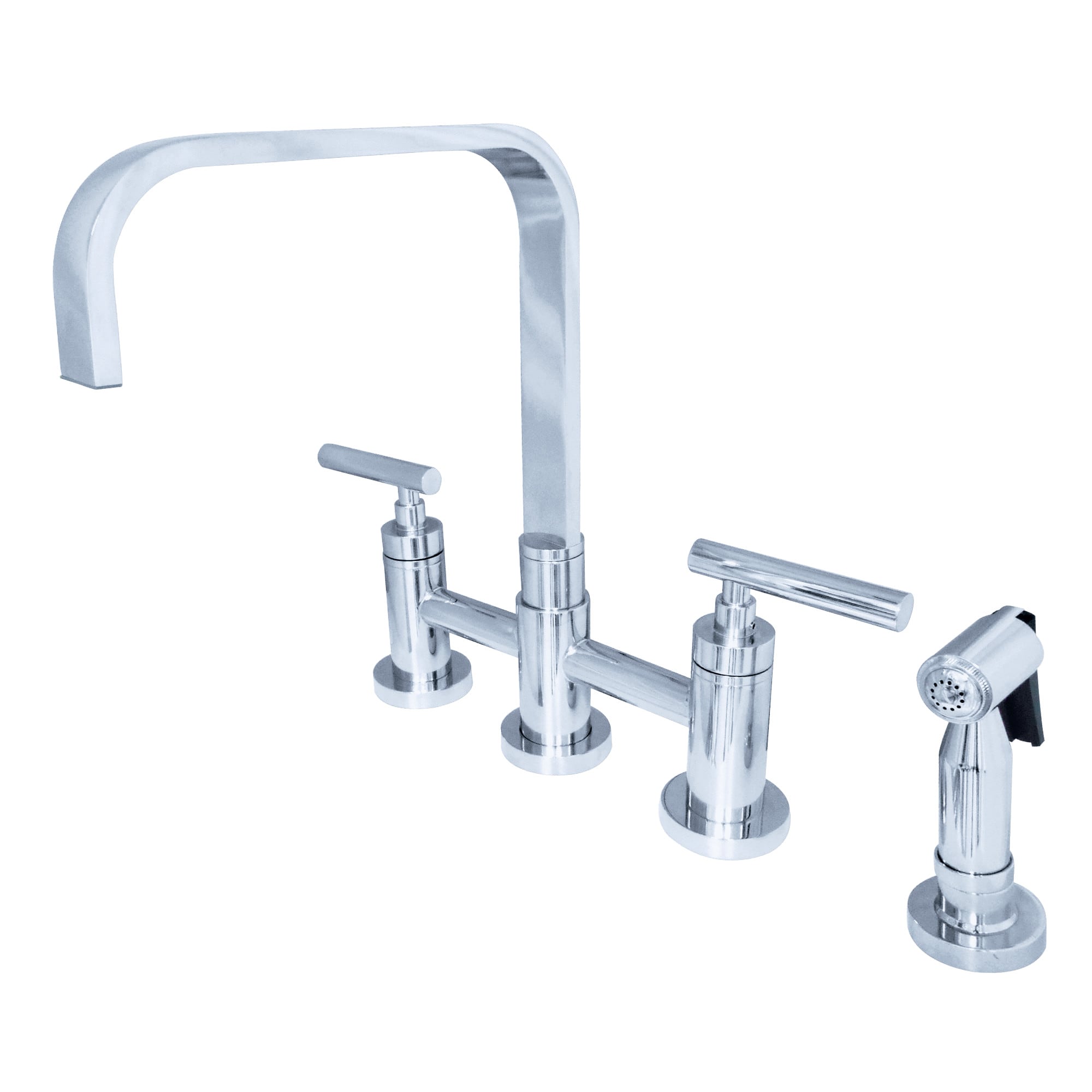 Kingston Brass WLKS8251CMLBS Manhattan Polished chrome Single Handle Deck-mount Bridge Kitchen Faucet with Sprayer ( Side Sprayer Included )