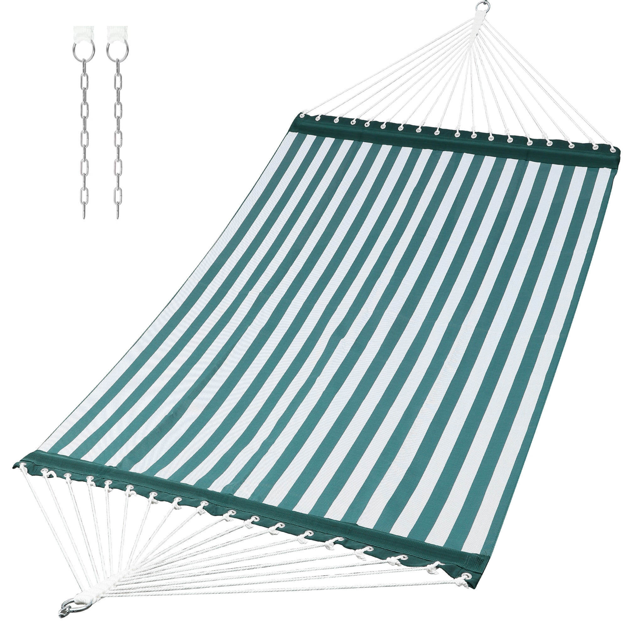 Patio Watcher LS-HK-T4-GREEN Teslin Hammock Green and white stripes Quilted Hammock