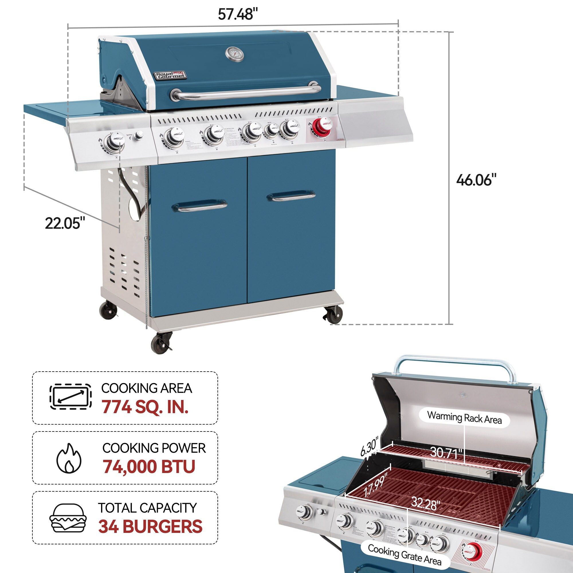 Royal Gourmet GA5403B Gas-Grill - View #12