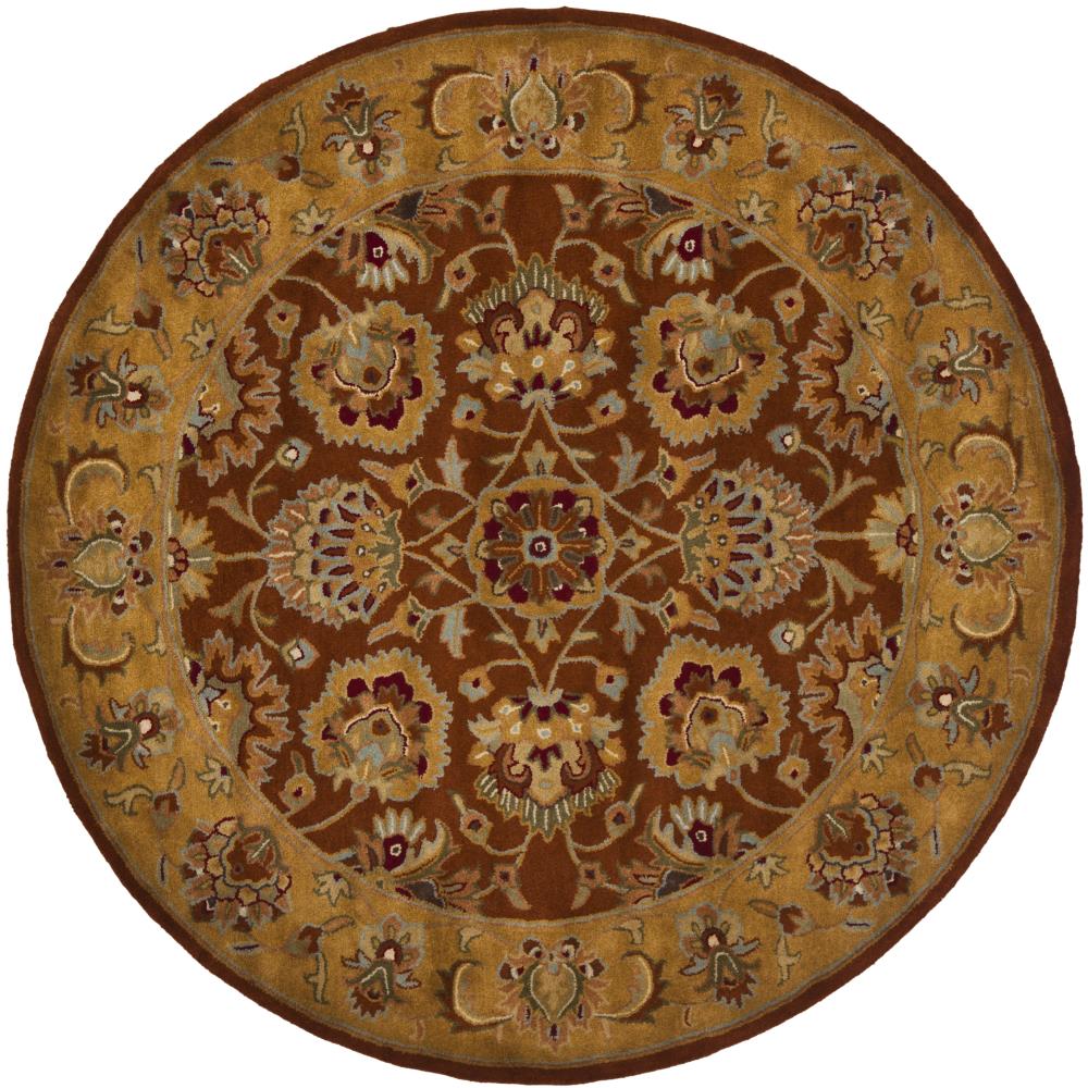 Handmade Red Wool Round Tufted Area Rug 6'