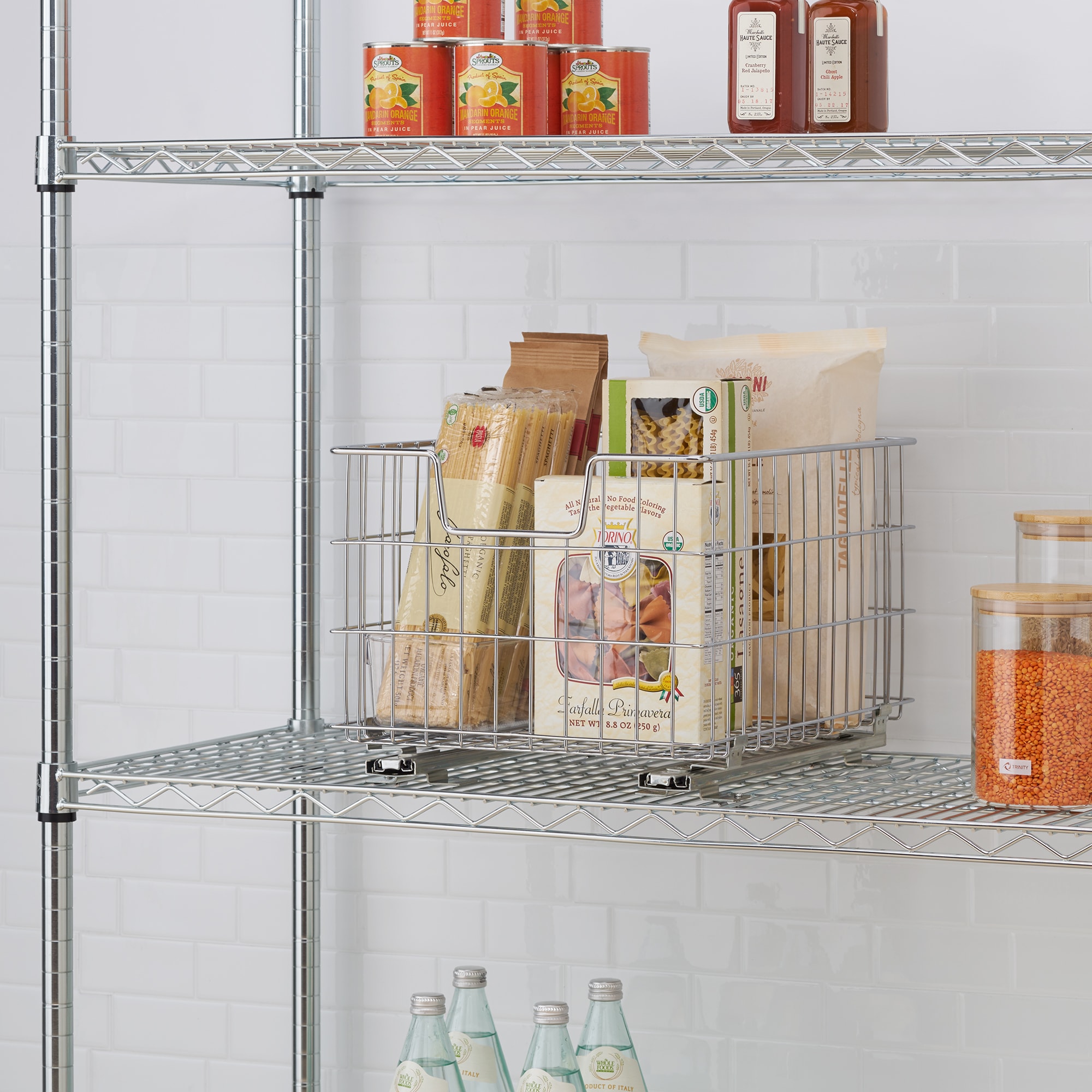 COMFECTO Comfecto Under Shelf Basket, 2 Pack Stainless Steel Wire