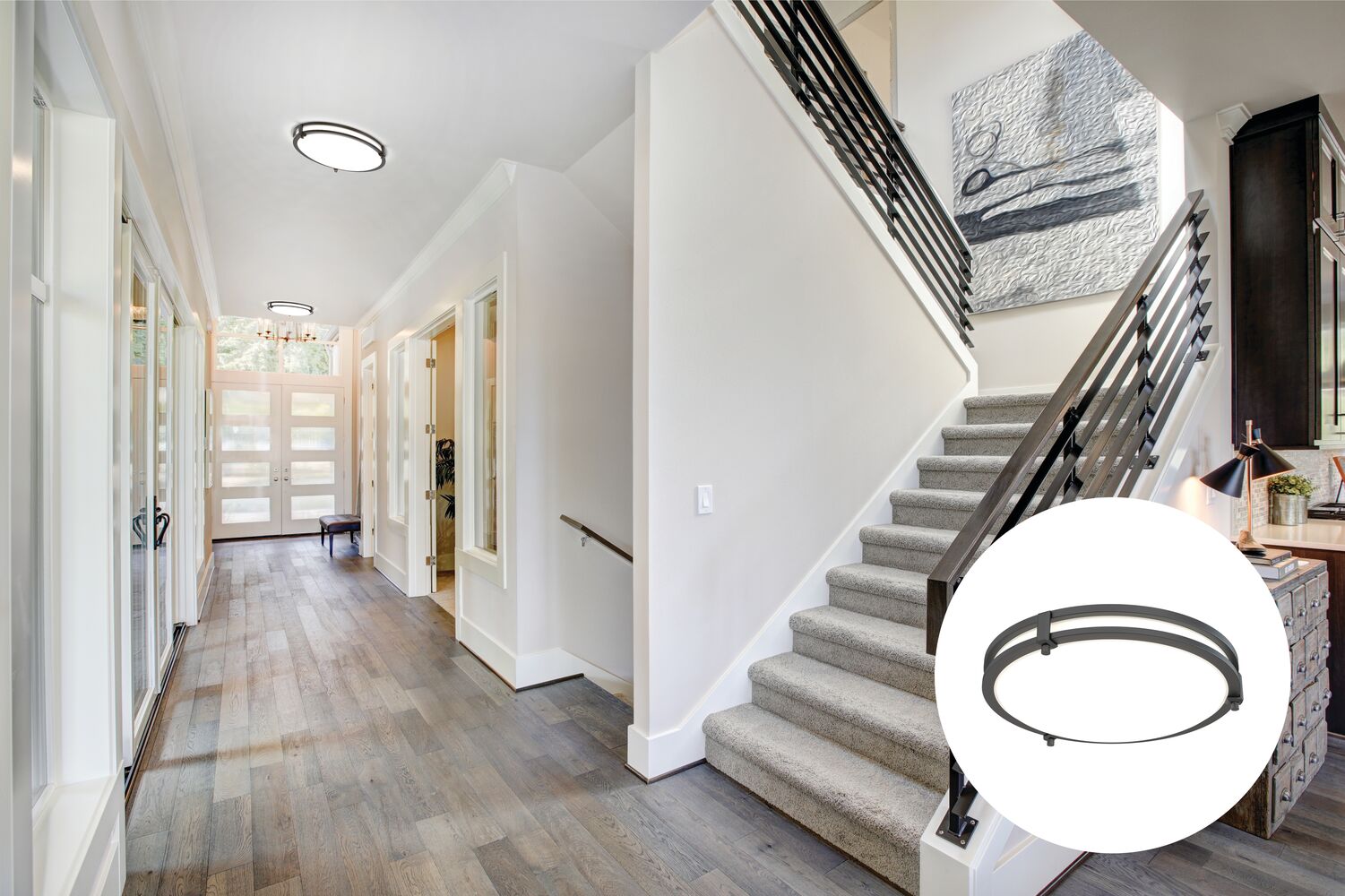 Matte Black Round LED Flush Mount Ceiling Light