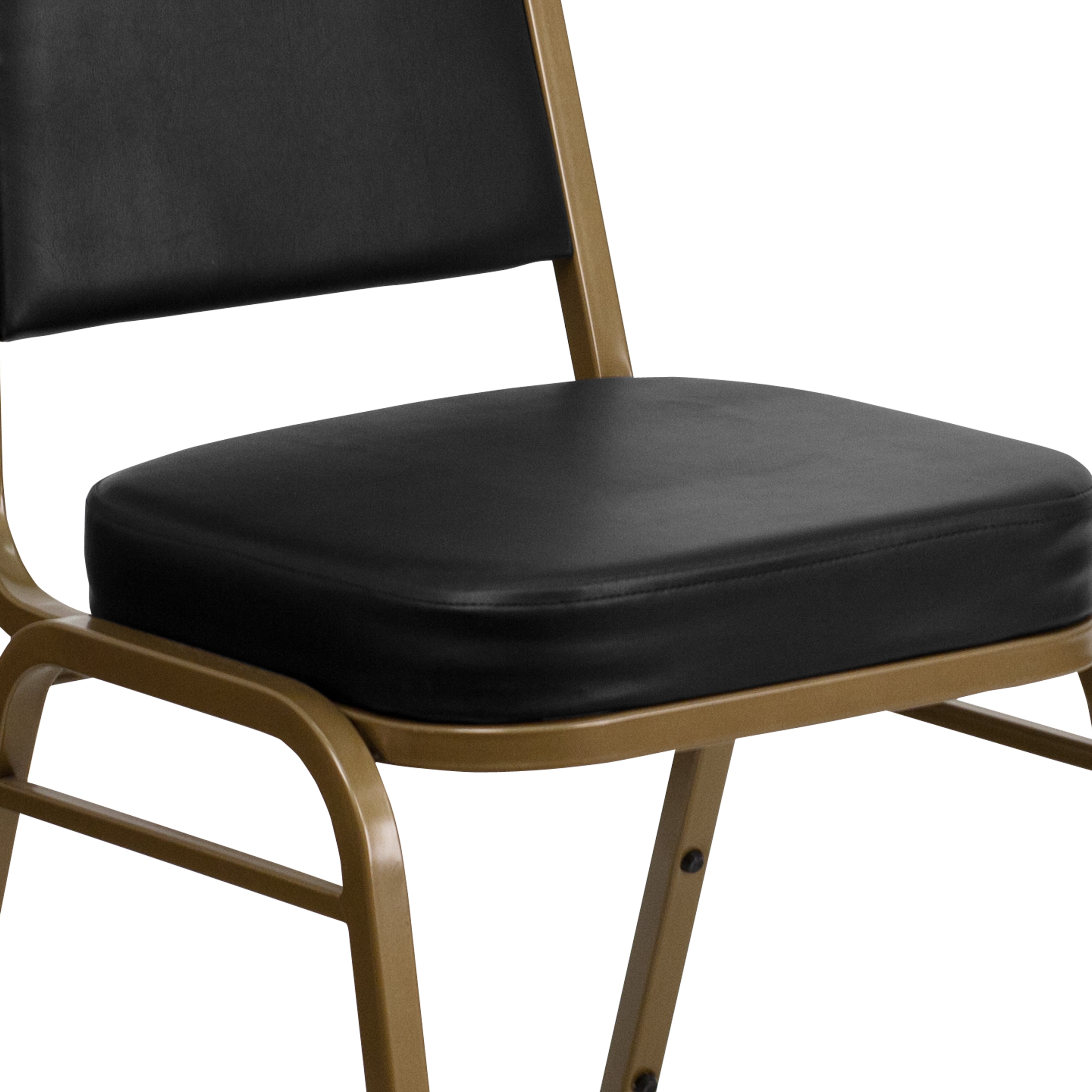 Black Vinyl and Gold Frame Stacking Banquet Chair