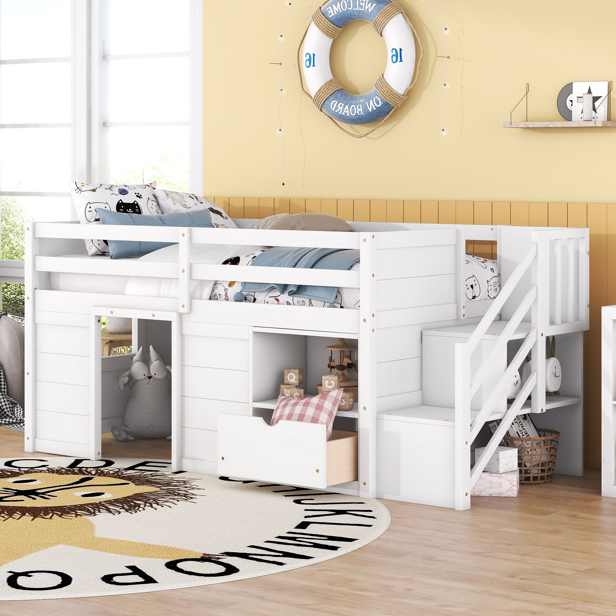 Yiekholo LL-1821AAK White Twin loft Bunk Bed