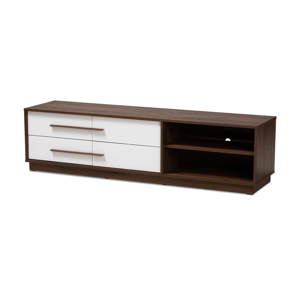 Baxton Studio Mette Modern Contemporary White Walnut Tv Stand