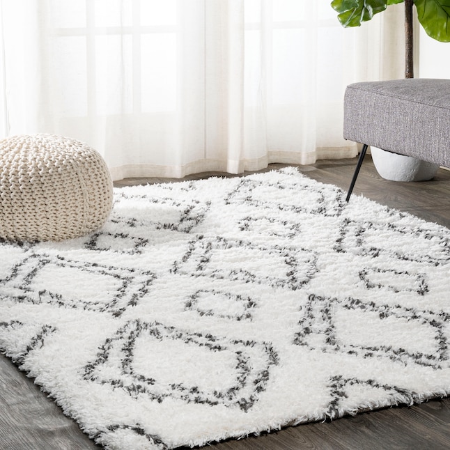 Jonathan Y Alaska 4 X 6 Ivory Dark Gray Indoor Bohemian Eclectic Area Rug In The Rugs Department At Com - Home Decorators Faux Sheepskin Area Rugs 8×10