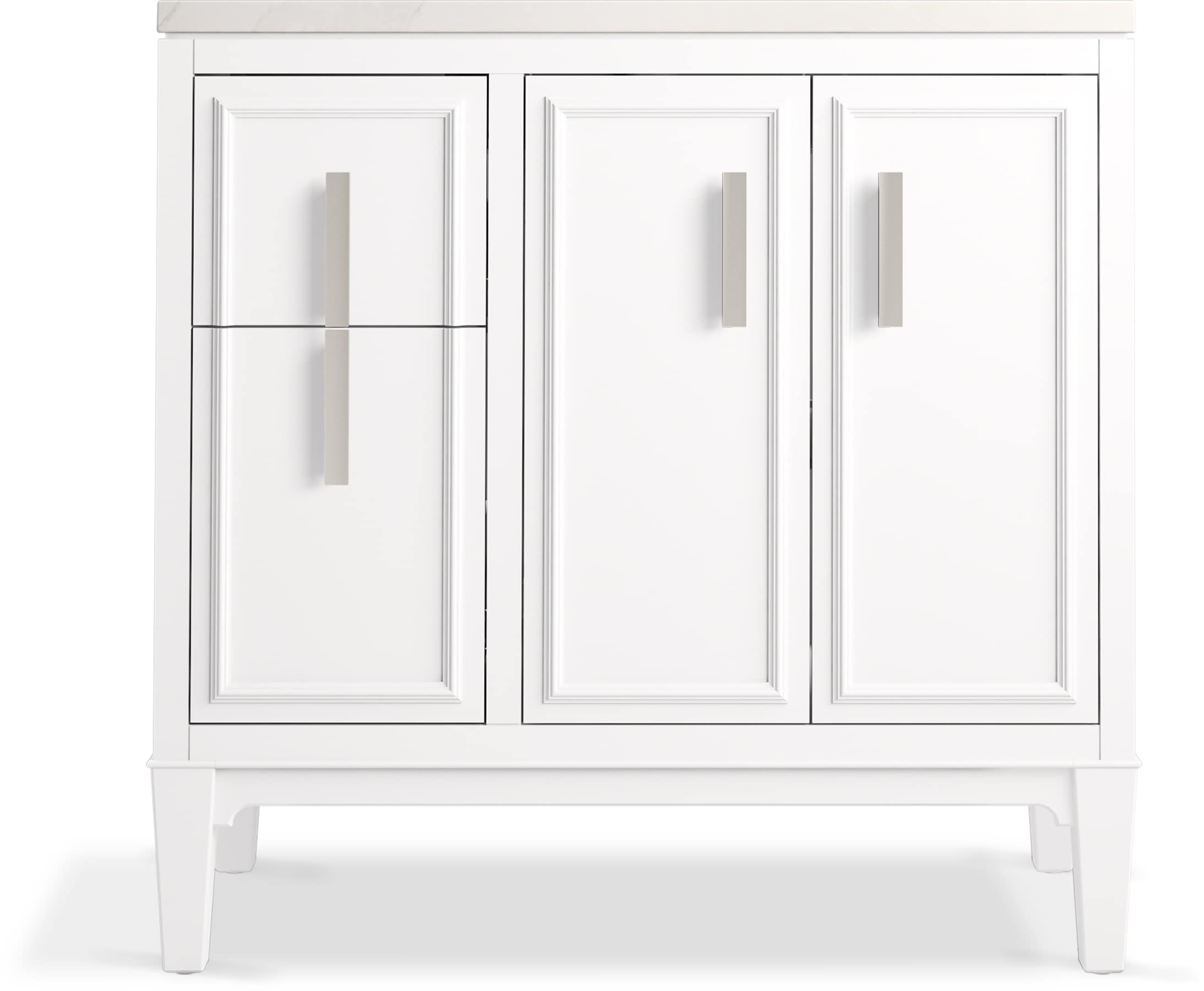 Southerk 36-Inch White Freestanding Bathroom Vanity Set with Quartz Top