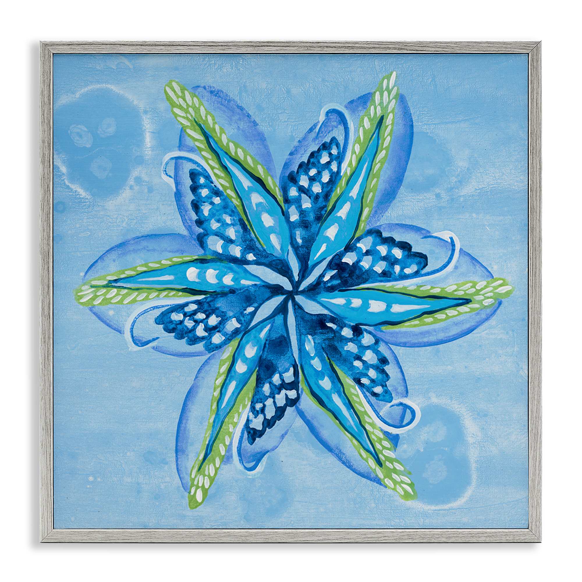 Stupell Industries BS-629-GFF-12X12 Star Shaped Abstract Flower Gray Framed Giclee Art By Liz Jardine 12 x 12