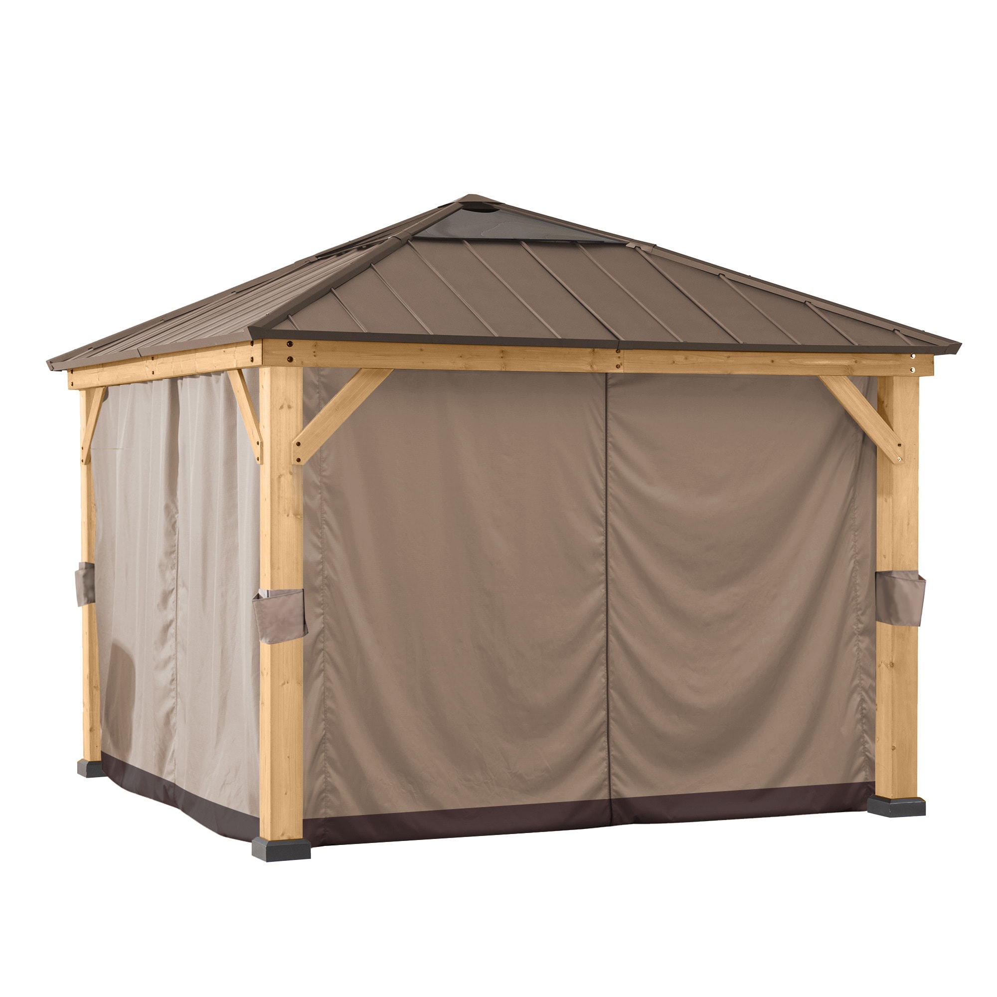 Sunjoy A111305460 85-Inches x 85.04-Inches Khaki Gazebo curtains