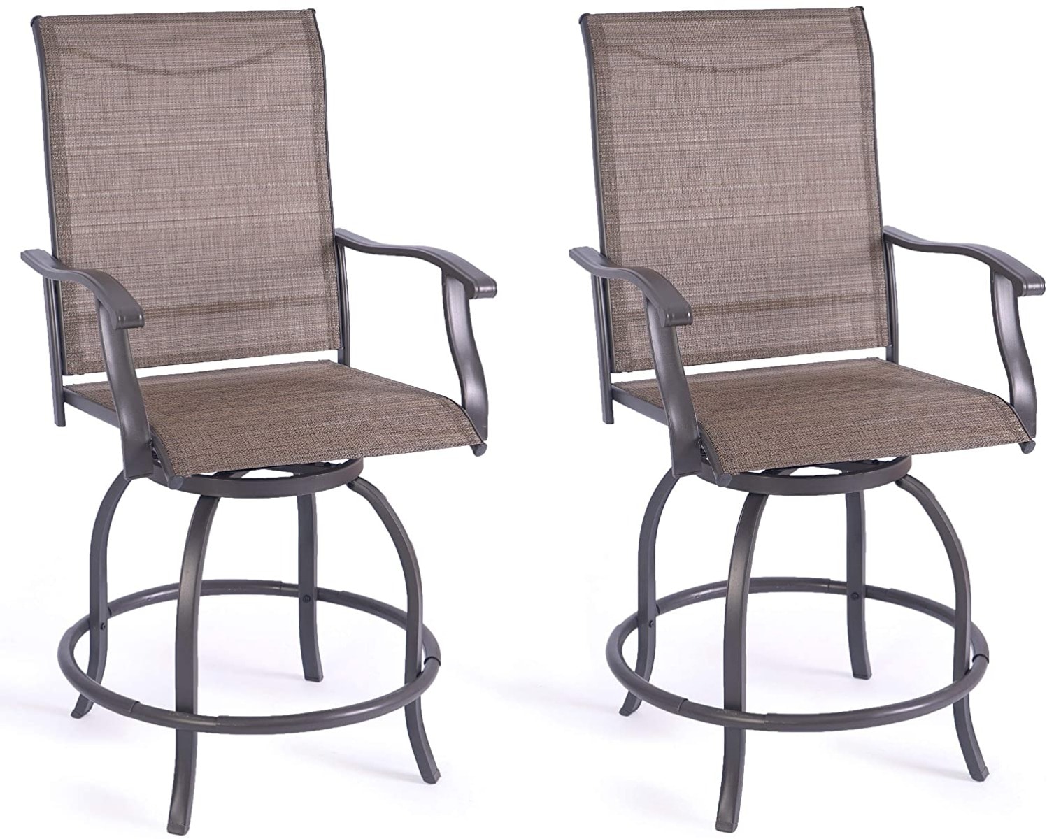 Kozyard Patio chairs Set of 2 Brown/Powder Coated Steel Frame Swivel ...