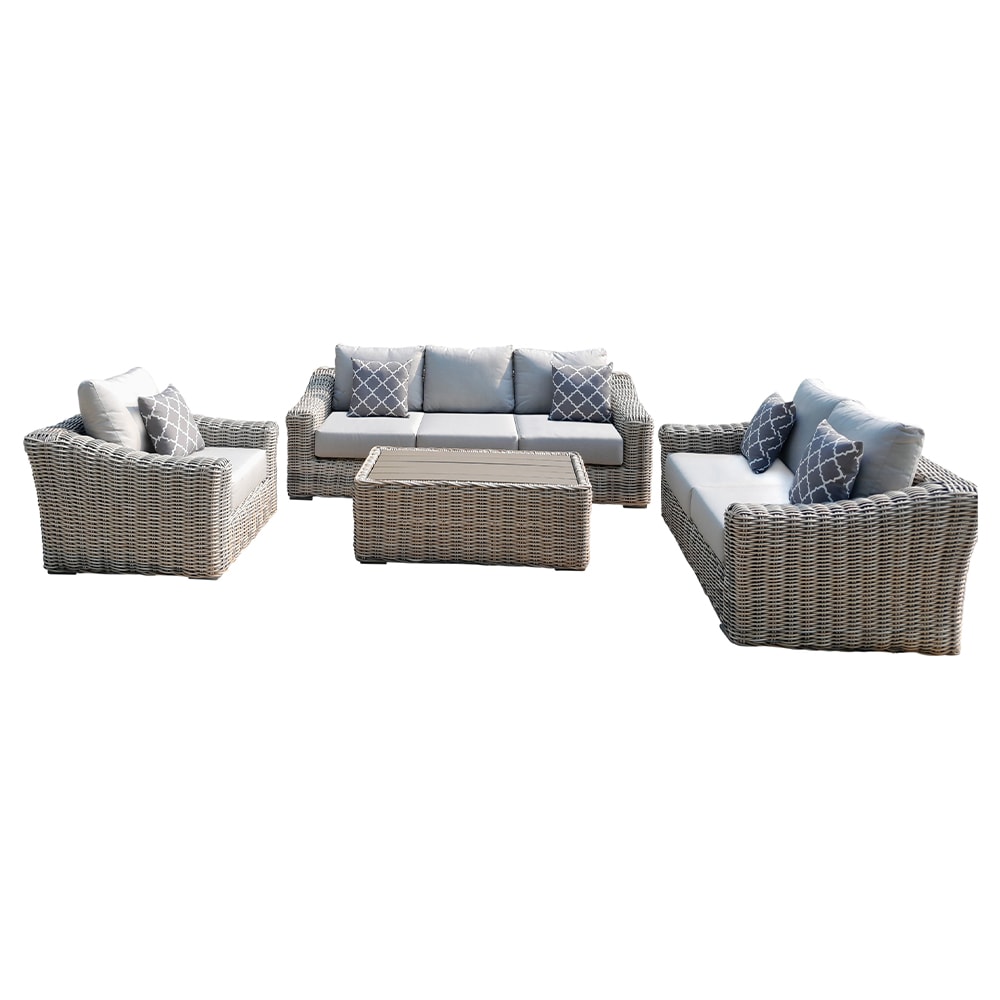 Teva Furniture EN-T-212DSS Hawaii 4 Wicker Patio Sofa Conversation Set with Cushions