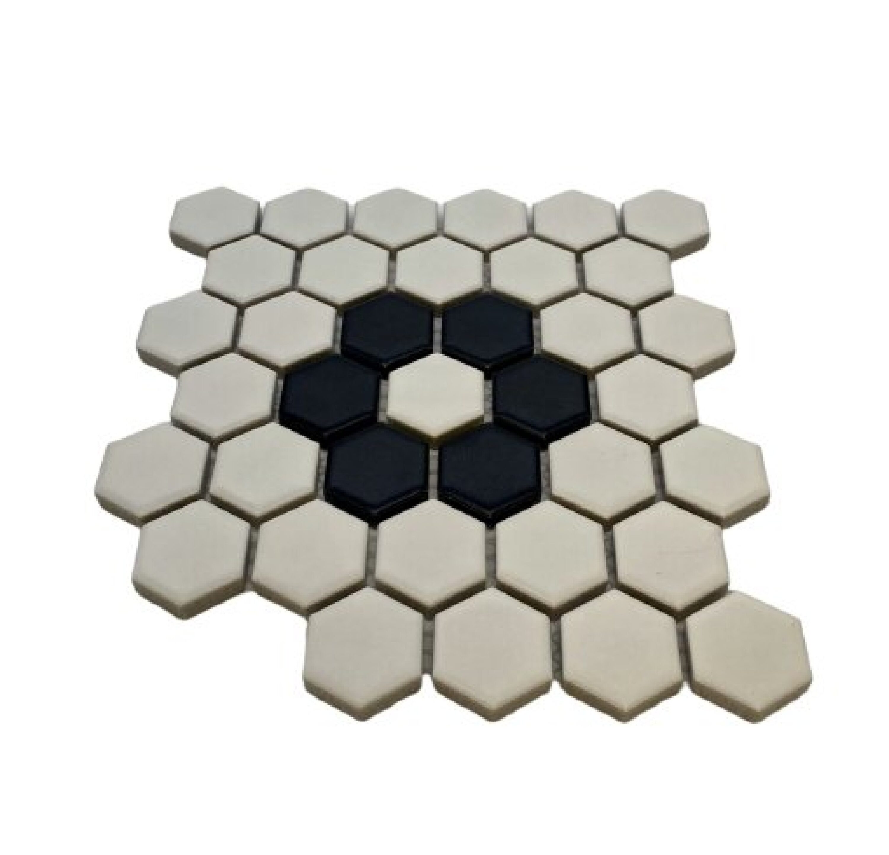 Splash Mosaic Tile SPUFCCFLW-SAM Sample- CASCADE White and Black 3-in x 3-in Satin Porcelain Floor and Wall Tile