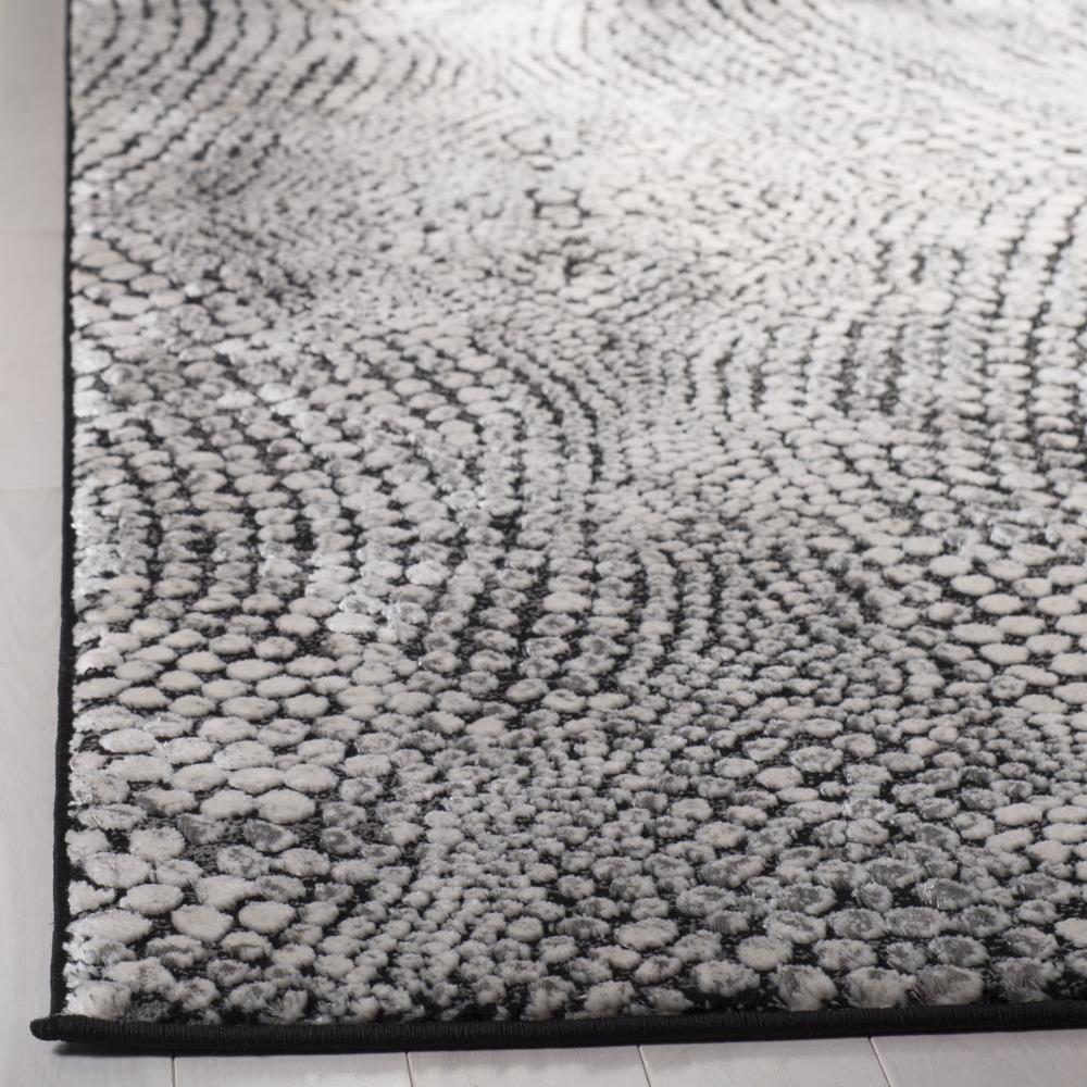 Gray Abstract High Pile Square Area Rug