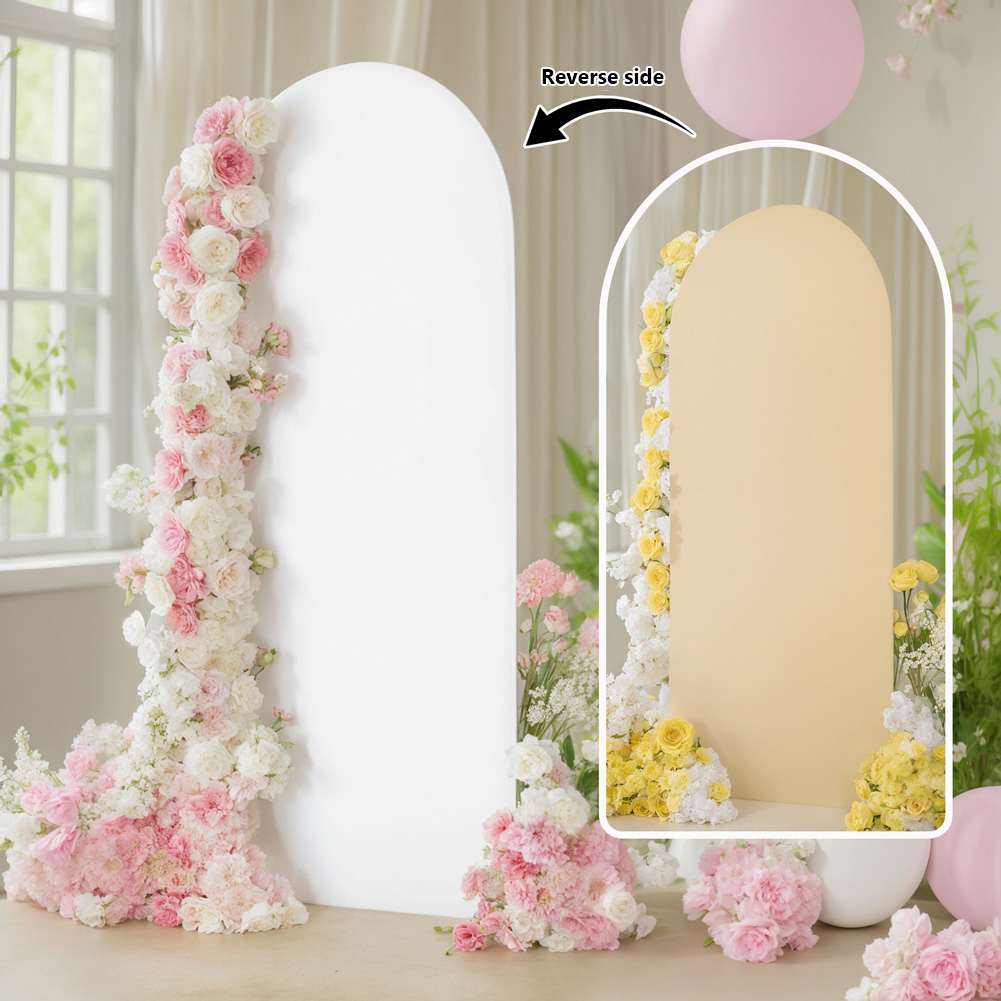 WhizMax Arch Cover Dual-Sided Color Round Top Spandex Fitted Arch Backdrop Cover With Zipper Portable Arch Stand Cover For Birthday Party Baby Shower Wedding #GGL-PHO-16ESNGDB
