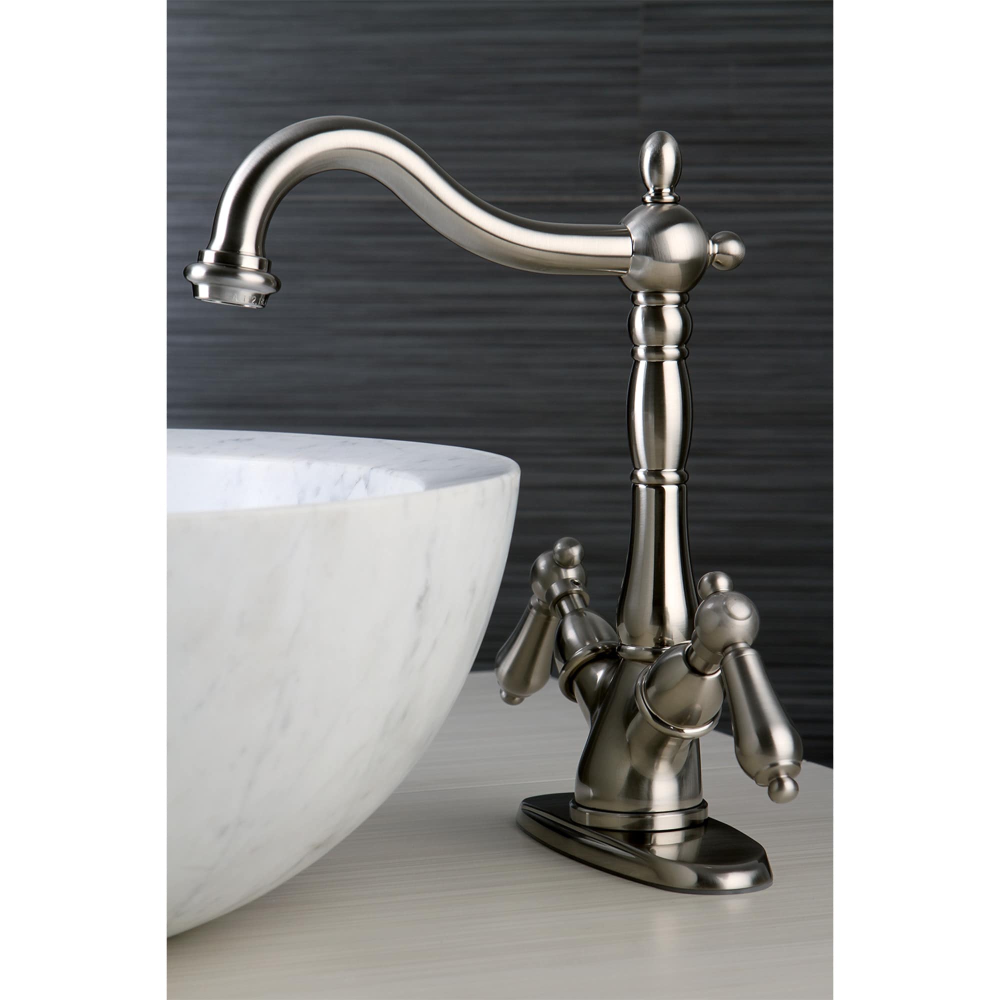 Elements of Design Satin nickel Single hole 2-handle High-arc Residential Handle Bathroom Sink Faucet