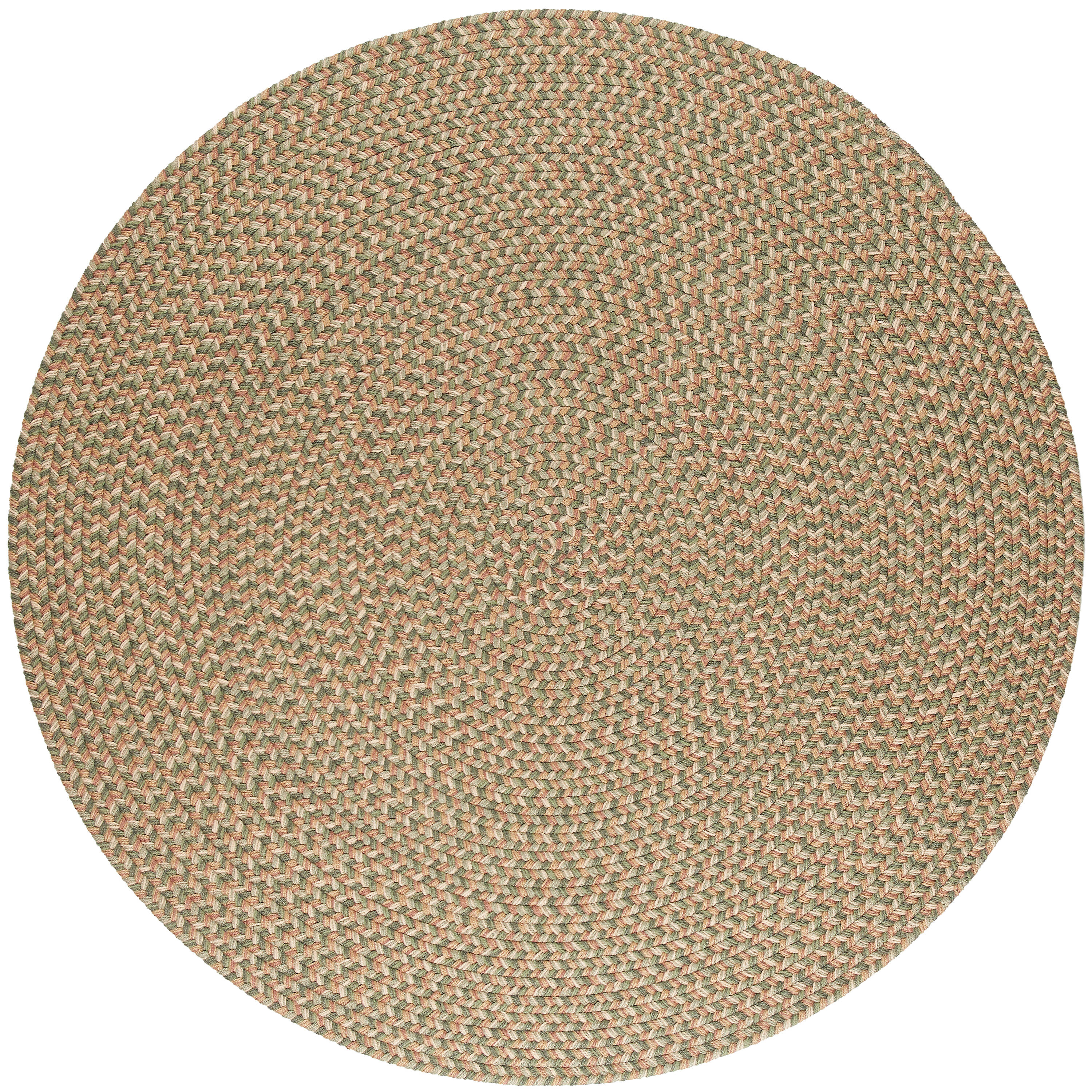 Rhody Rug CD66R048X048 4 x 4 (ft) Braided Polypropylene Basil Round Indoor/Outdoor Geometric Area rug