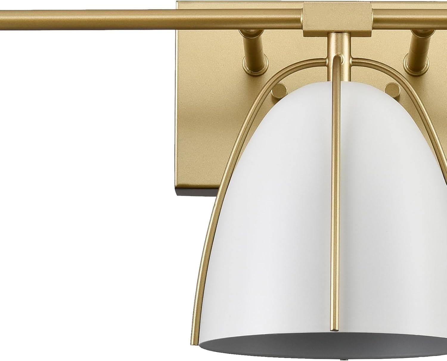 Brushed Brass 29" Vanity Light with White Metal Dome Shades