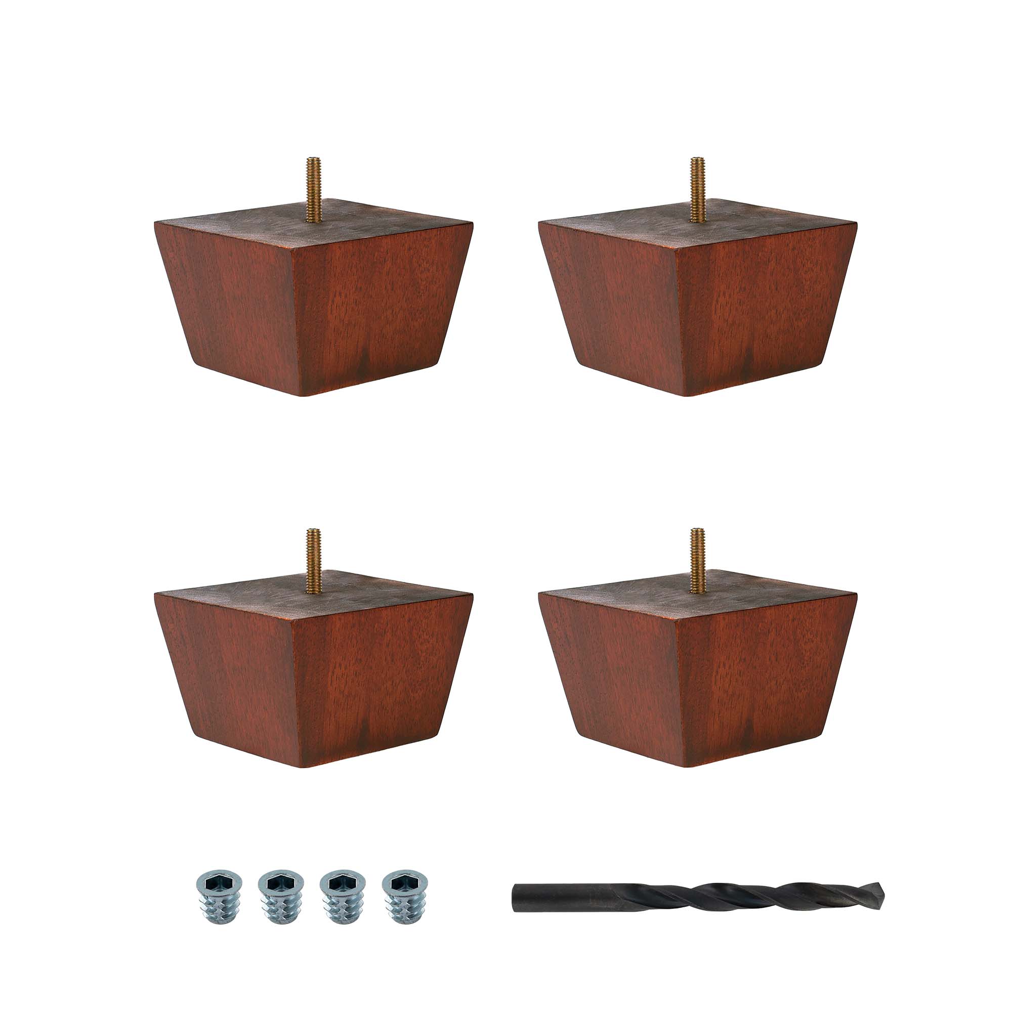 Espresso Rubberwood Square Bun Foot Sofa Leg Pack of 4