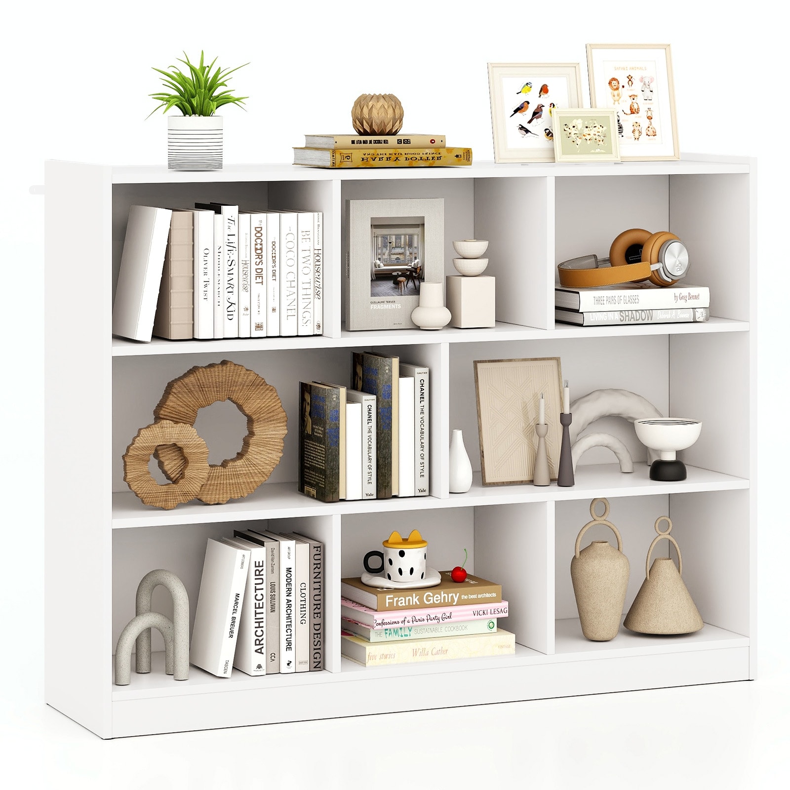 Volenca 48-in L 3-Tier Engineered Wood 8-Cube Storage Bookcase with Anti-Tip Kit Holds 132 lb on Top